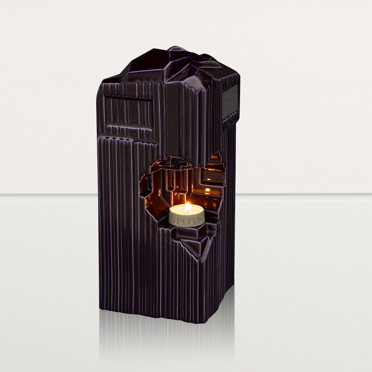 Cremation Candle Urn for Ashes "Heart" - Large | Violet | Ceramic Urn - Pulvis Art Urns