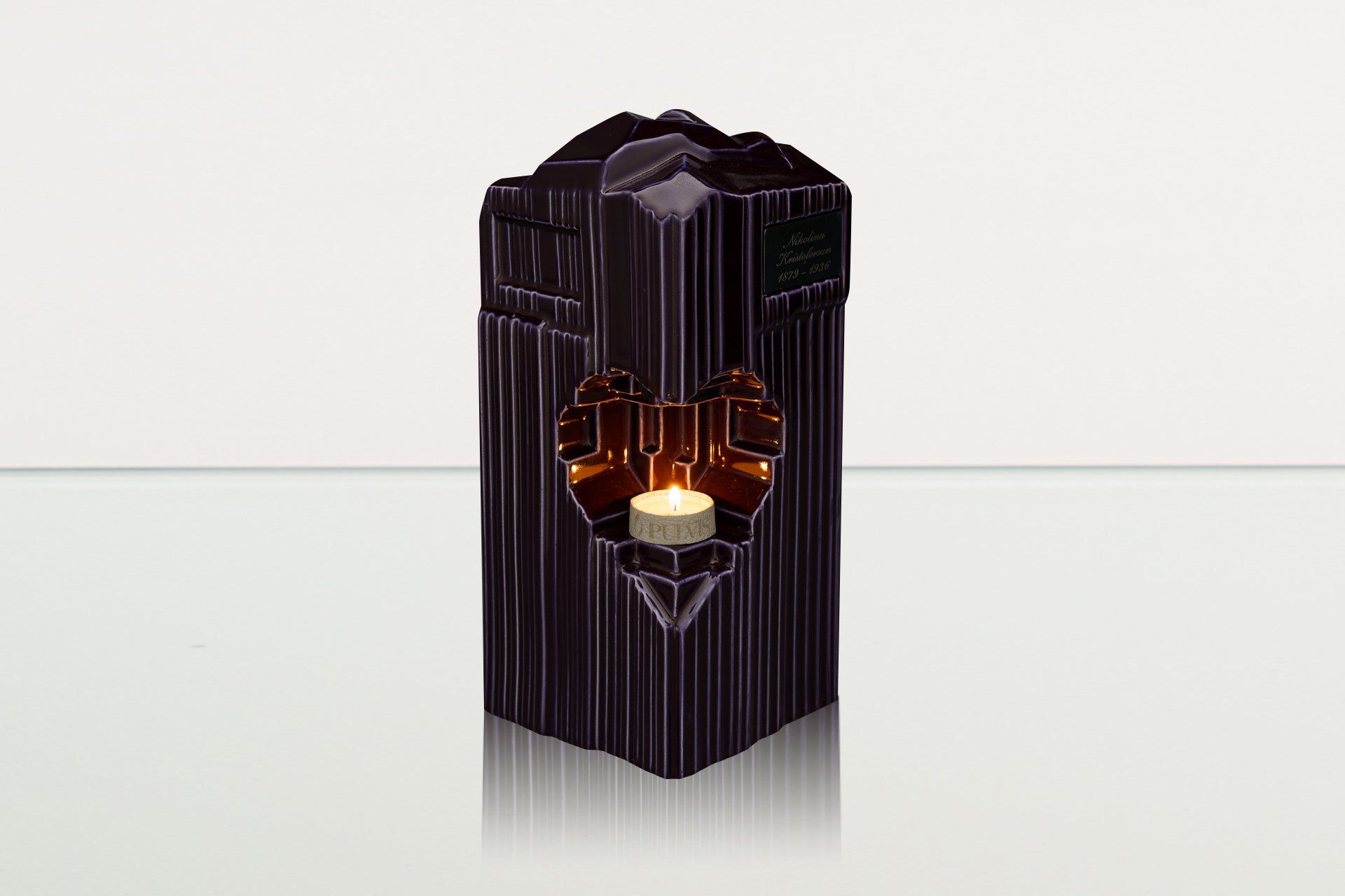 Cremation Candle Urn for Ashes "Heart" - Large | Violet | Ceramic Urn - Pulvis Art Urns