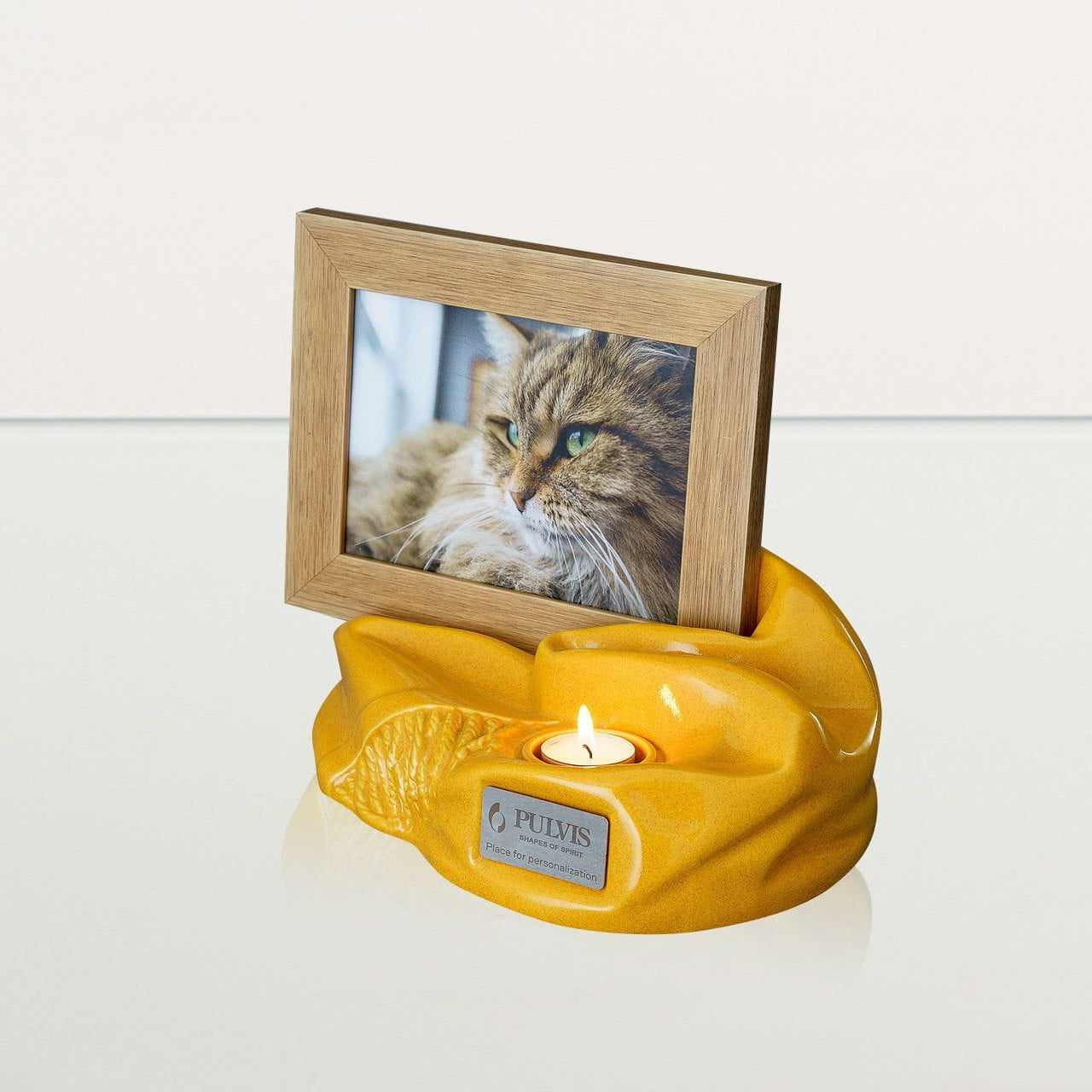 Cremation Urn "Cozy" - Amber Yellow | Ceramic Picture Frame Urn - Pulvis Art Urns