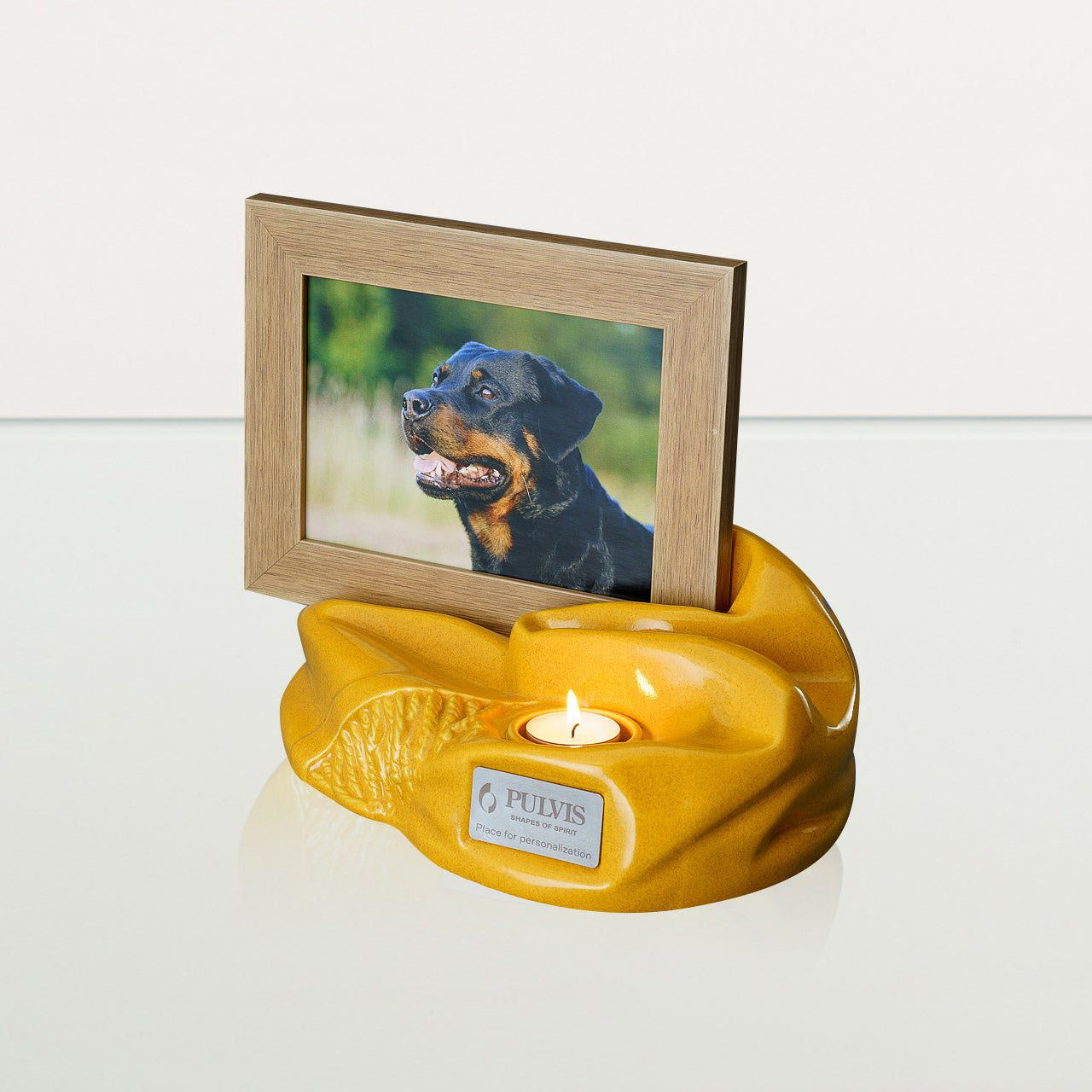 Cremation Urn "Cozy" - Amber Yellow | Ceramic Picture Frame Urn - Pulvis Art Urns