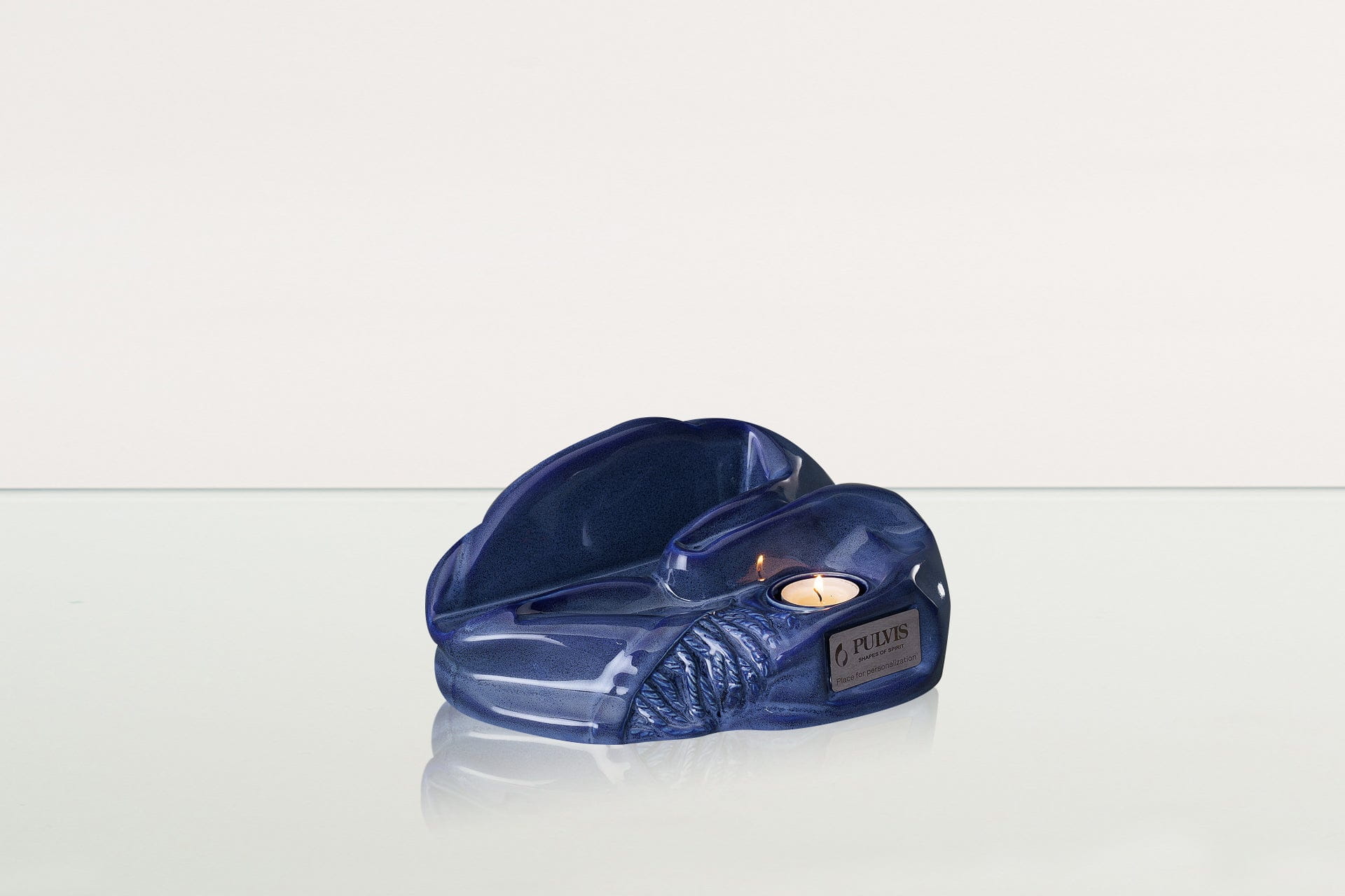 Cremation Urn "Cozy" - Blue Melange | Ceramic Picture Frame Urn - Pulvis Art Urns