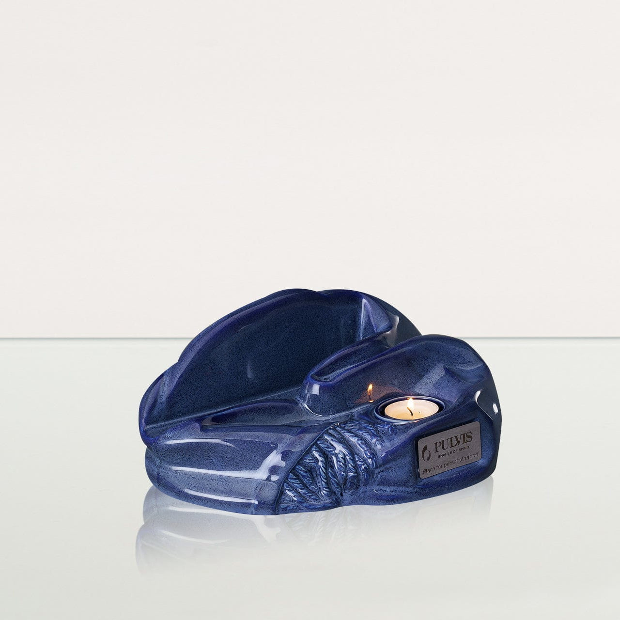 Cremation Urn "Cozy" - Blue Melange | Ceramic Picture Frame Urn - Pulvis Art Urns