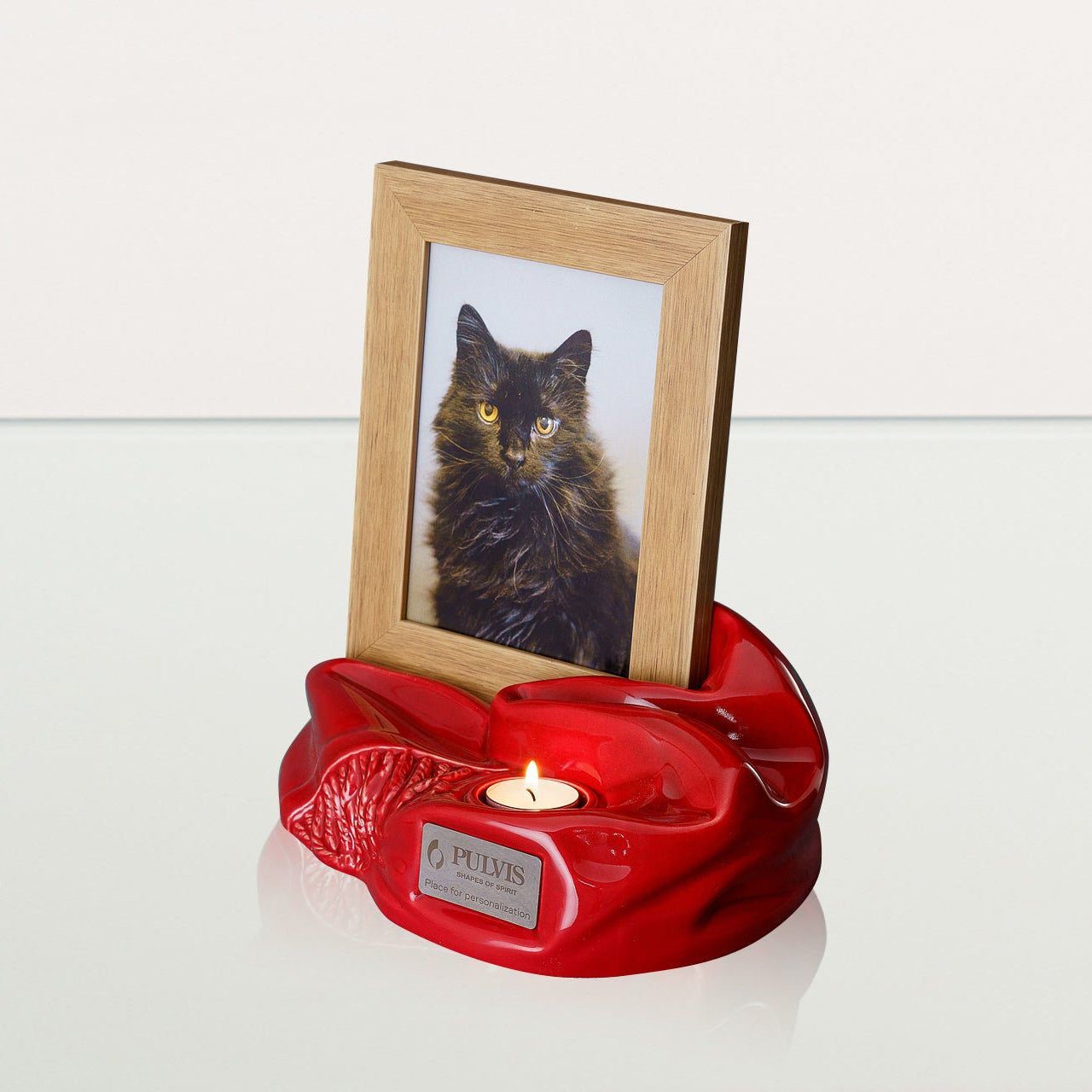 Cremation Urn "Cozy" - Glossy Red | Ceramic Picture Frame Urn - Pulvis Art Urns