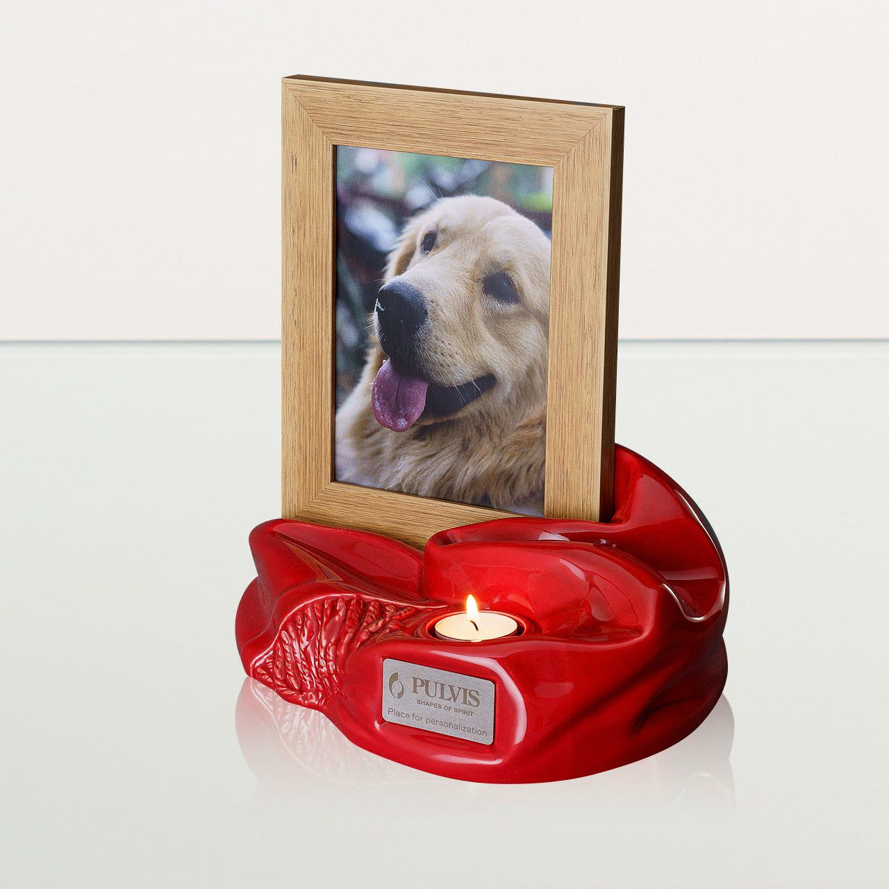 Cremation Urn "Cozy" - Glossy Red | Ceramic Picture Frame Urn - Pulvis Art Urns