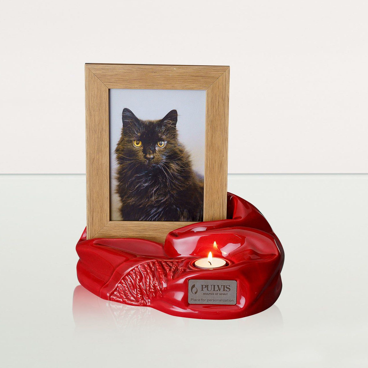 Cremation Urn "Cozy" - Glossy Red | Ceramic Picture Frame Urn - Pulvis Art Urns