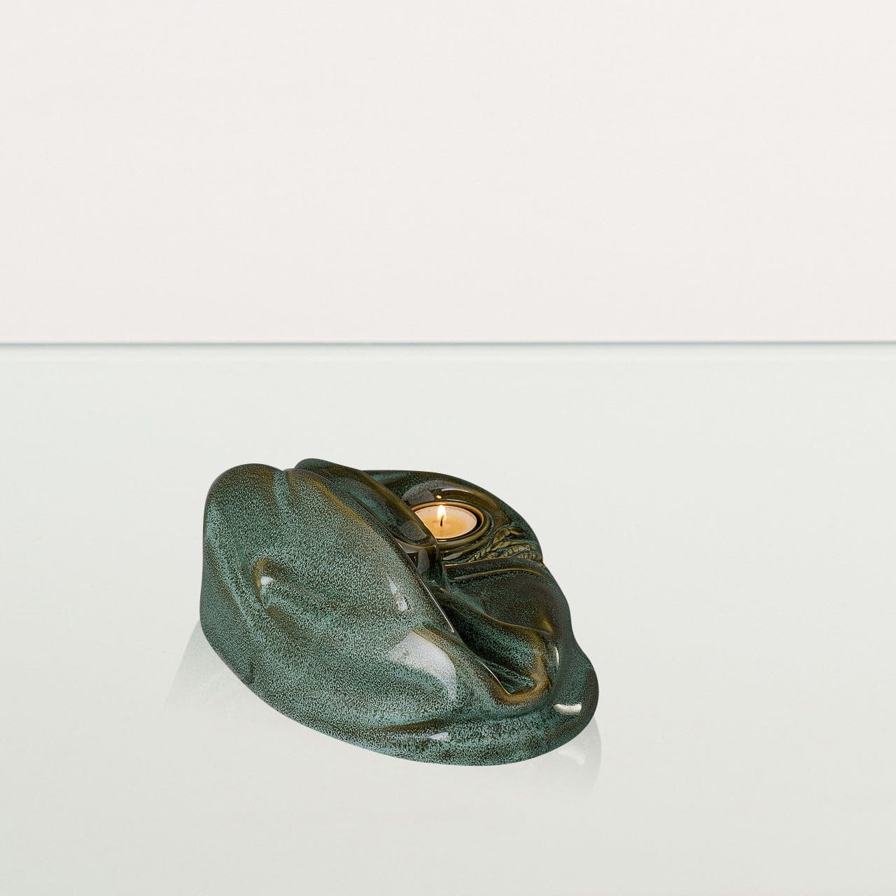 Cremation Urn "Cozy" - Oily Green Melange | Ceramic Picture Frame Urn - Pulvis Art Urns