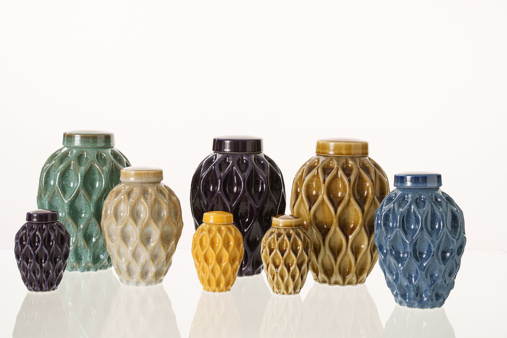 Cremation Urn "Echo" - 3D Printed Ceramic Urn | Blue Melange | Keepsake - Pulvis Art Urns