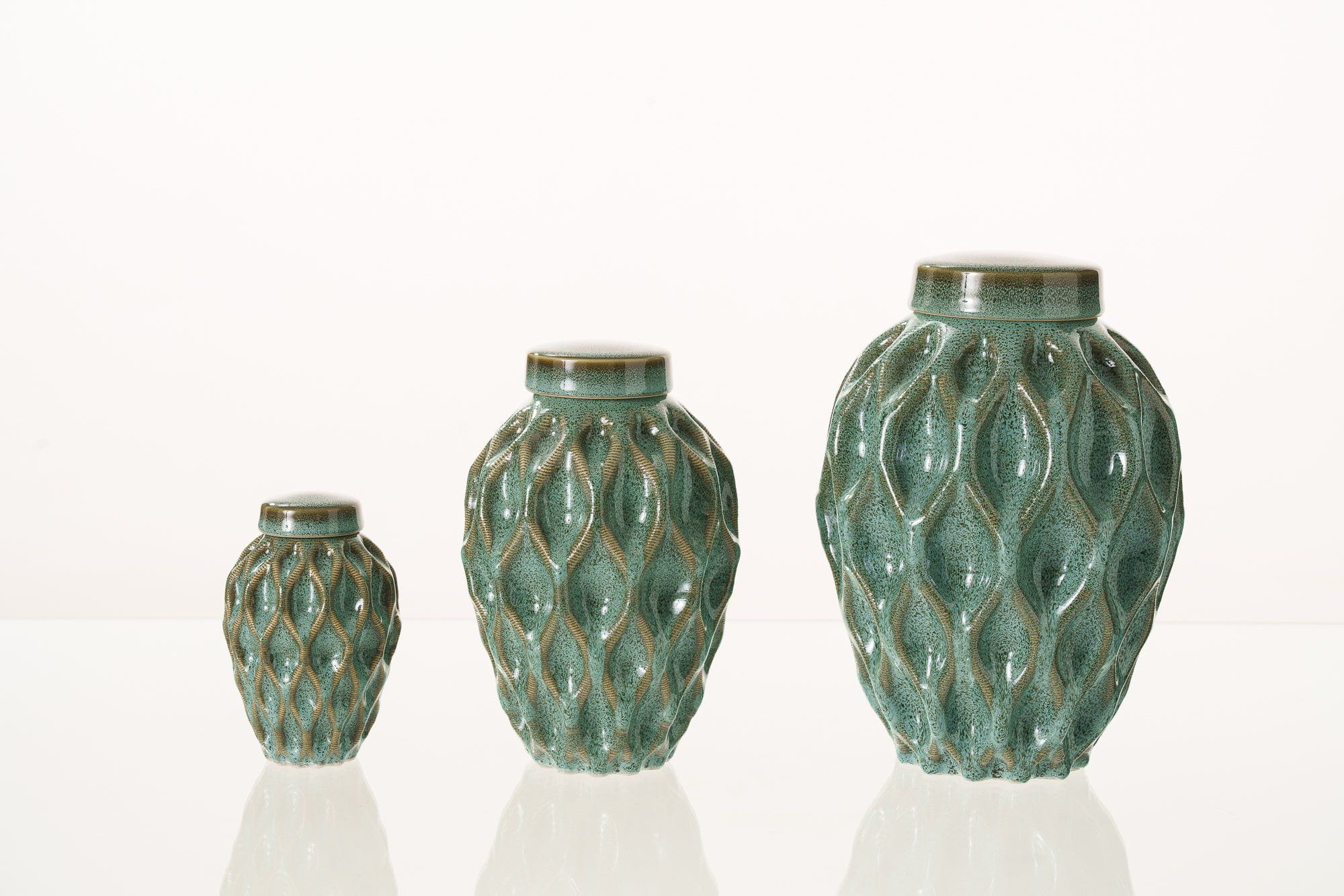 Cremation Urn "Echo" - 3D Printed Ceramic Urn | Blue Melange | Keepsake - Pulvis Art Urns