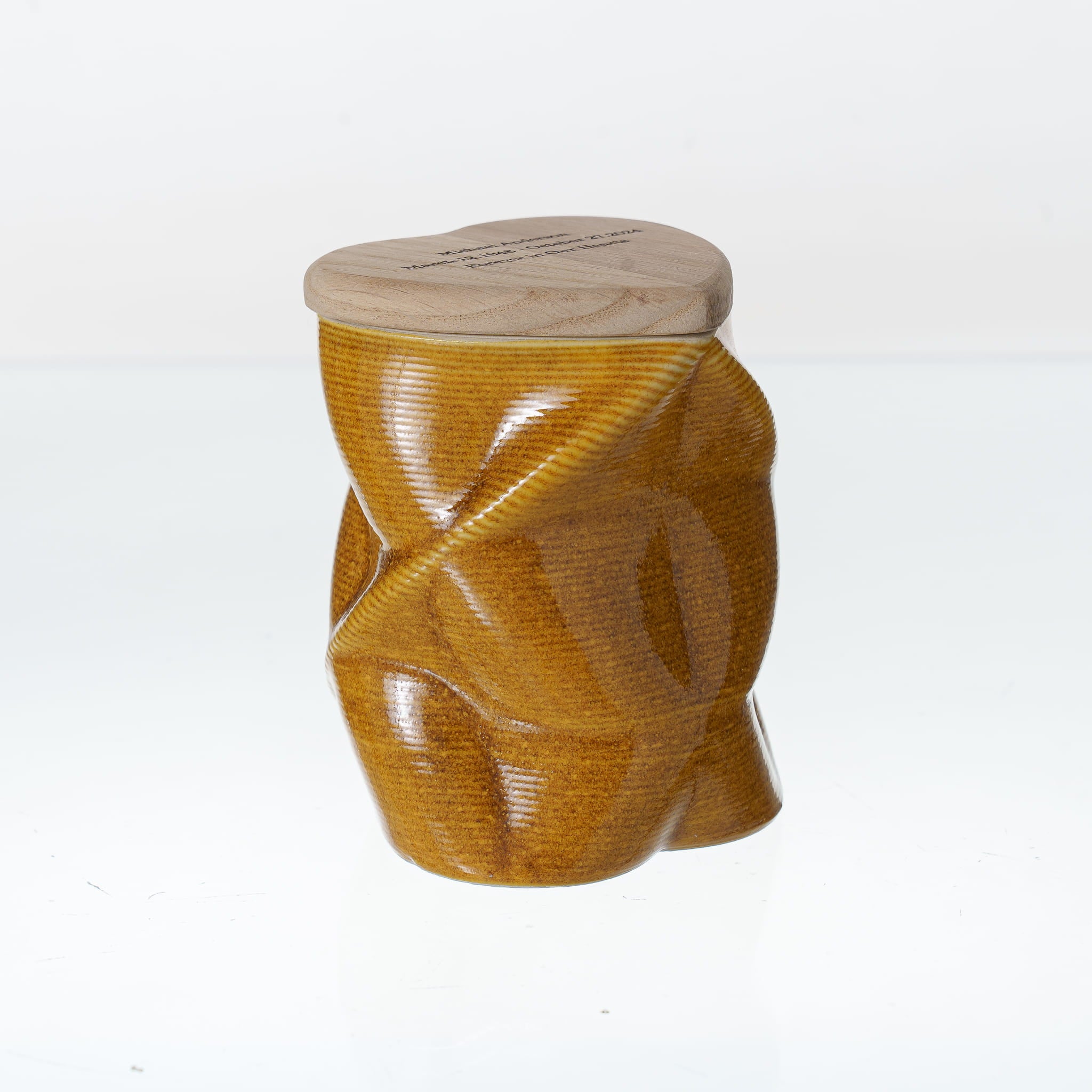 Pulvis Art Urns - Samll Size Urn -Cremation Urn "Nexus" - 3D Printed Ceramic Urn | Amber Yellow | Keepsake