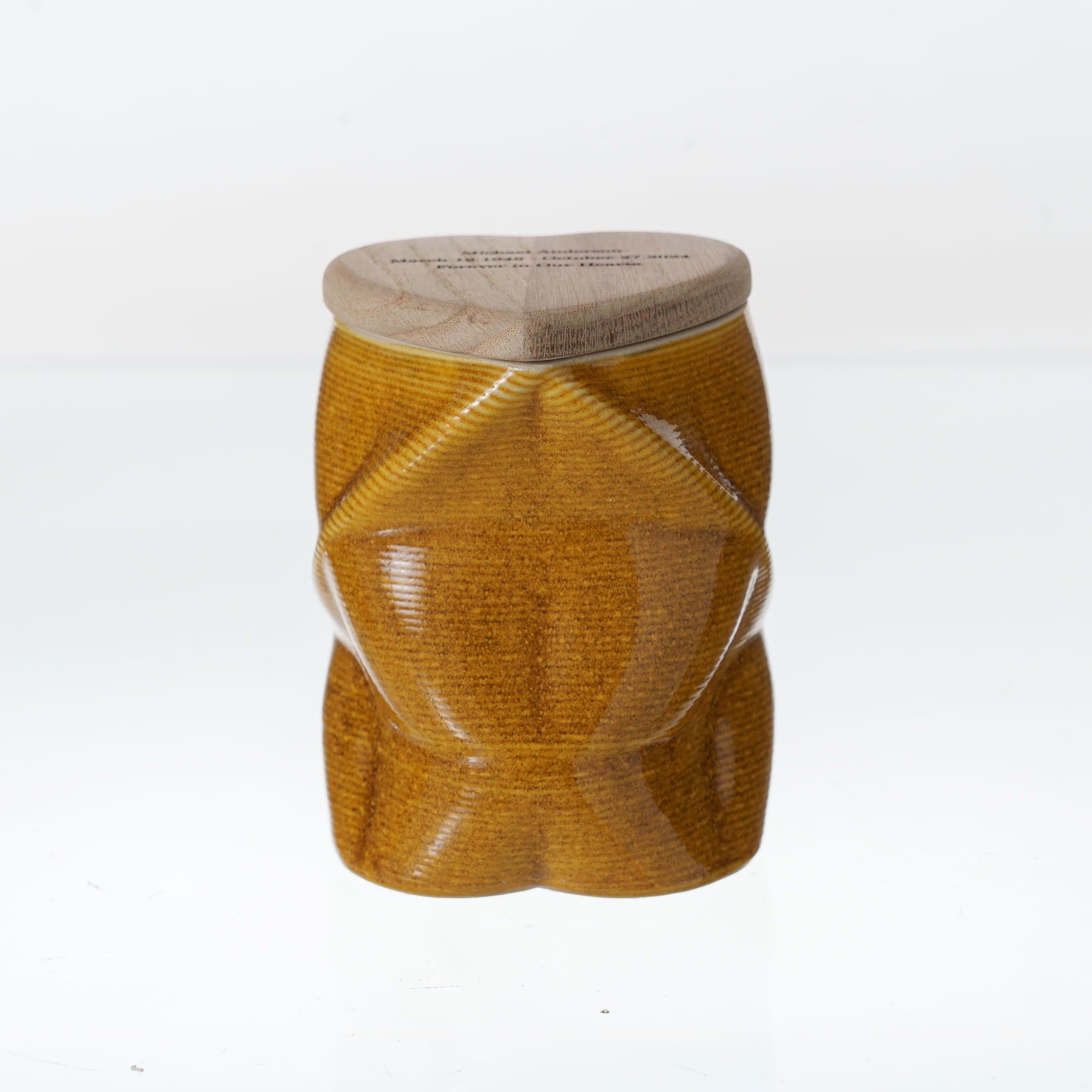 Pulvis Art Urns - Samll Size Urn -Cremation Urn "Nexus" - 3D Printed Ceramic Urn | Amber Yellow | Keepsake