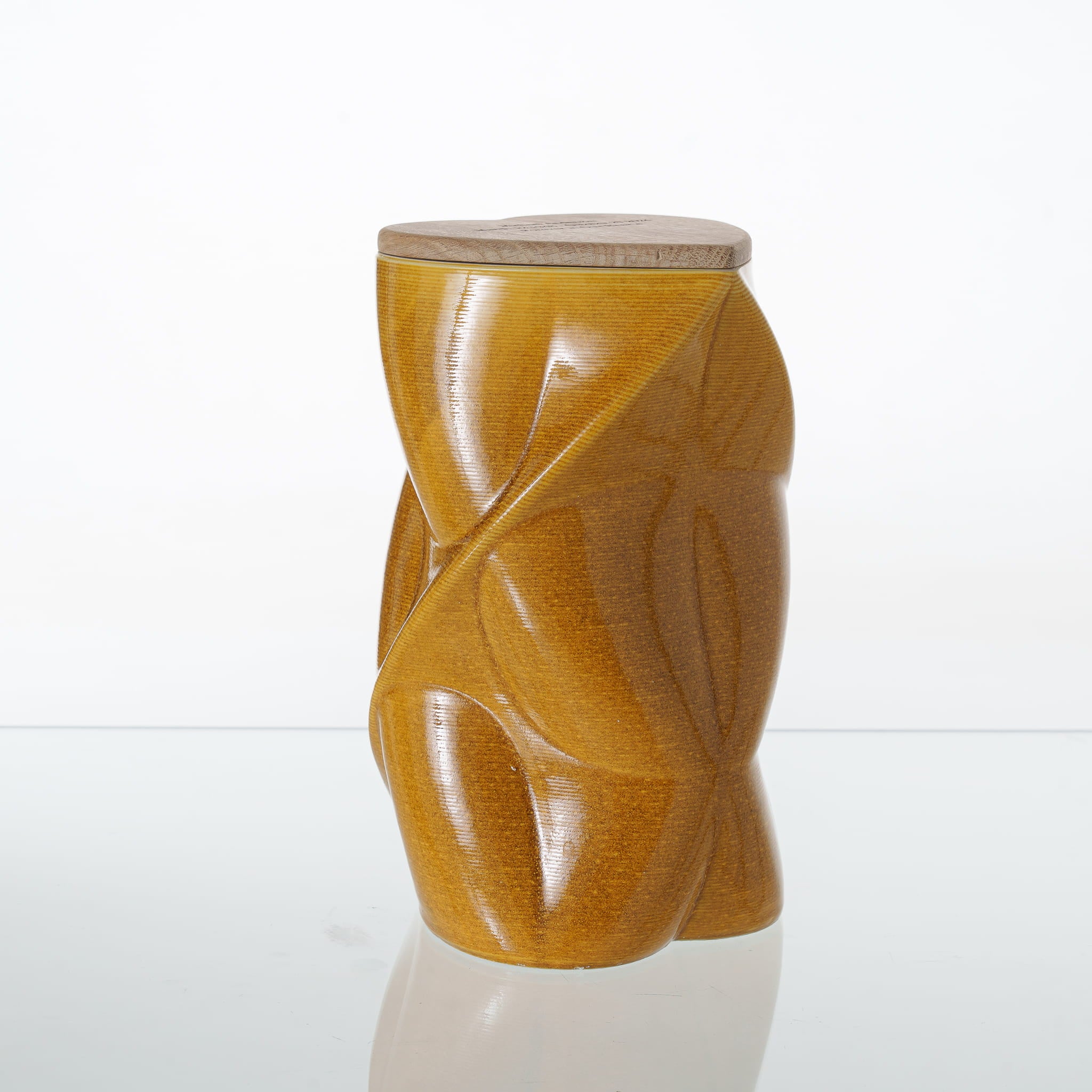 Pulvis Art Urns Adult Size Urn Cremation Urn "Nexus" - 3D Printed Ceramic Urn | Amber Yellow | Large