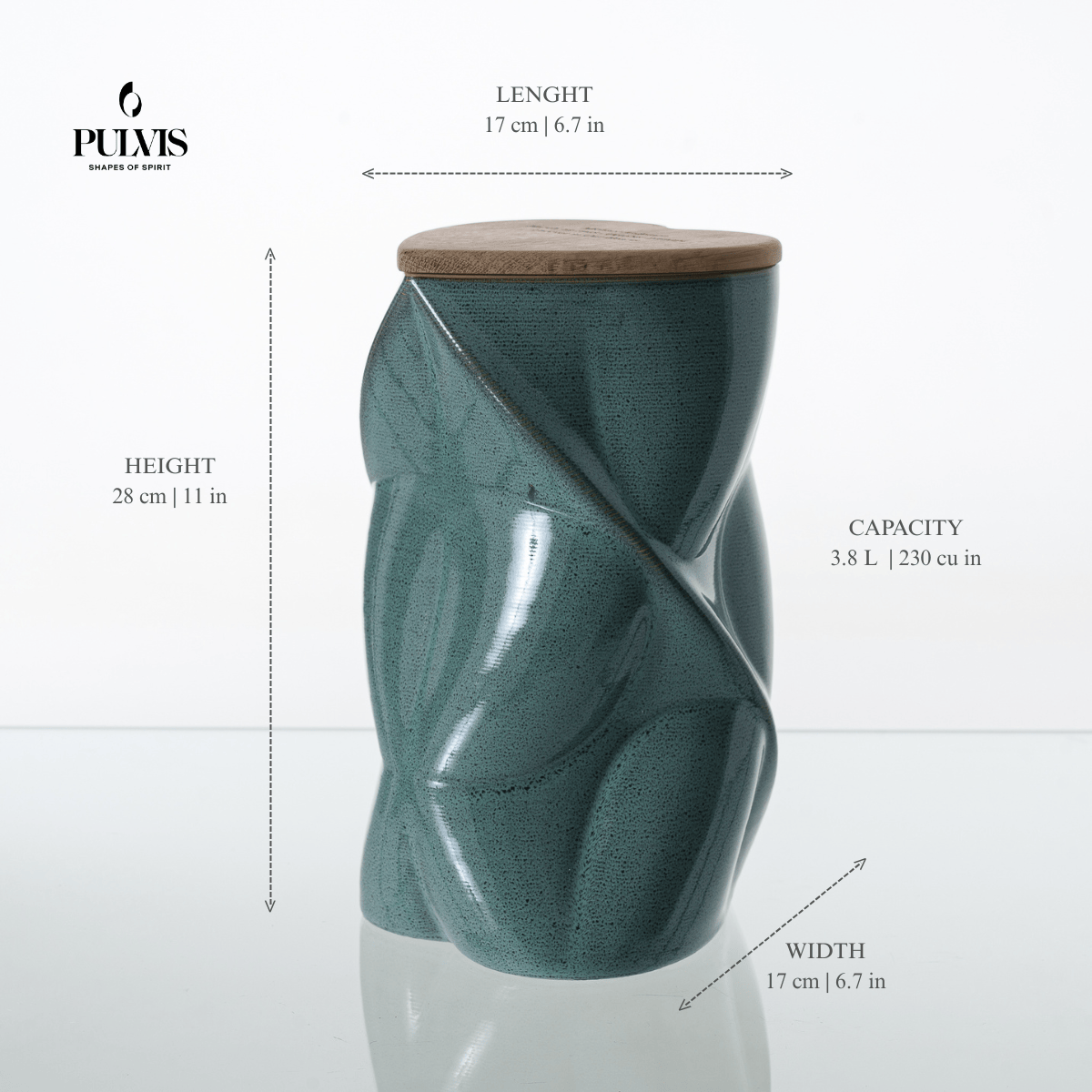 Pulvis Art Urns Adult Size Urn Cremation Urn "Nexus" - 3D Printed Ceramic Urn | Blue Melange | Large