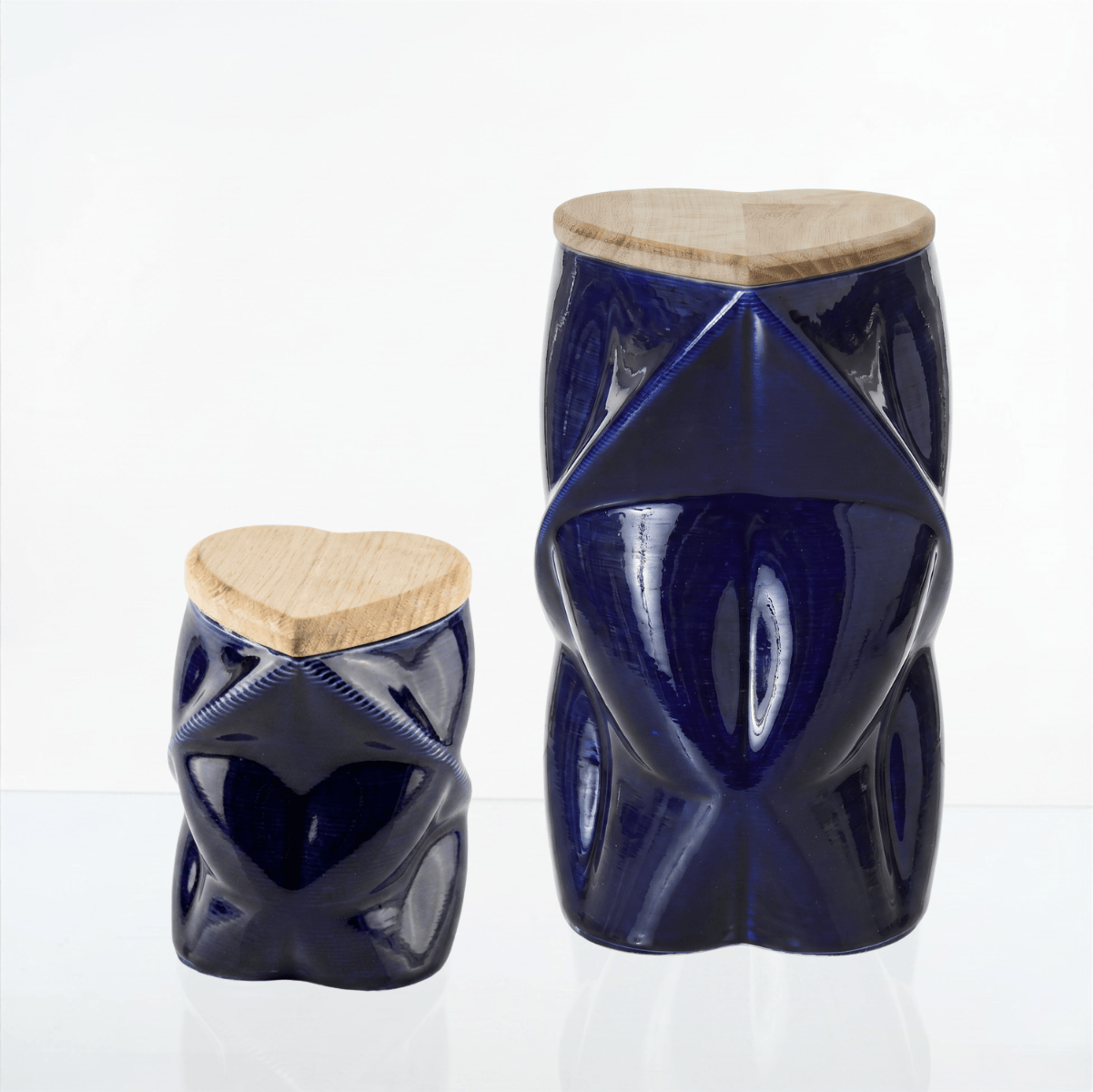 Pulvis Art Urns Adult Size Urn Cremation Urn "Nexus" - 3D Printed Ceramic Urn | Cobalt Metalic | Large