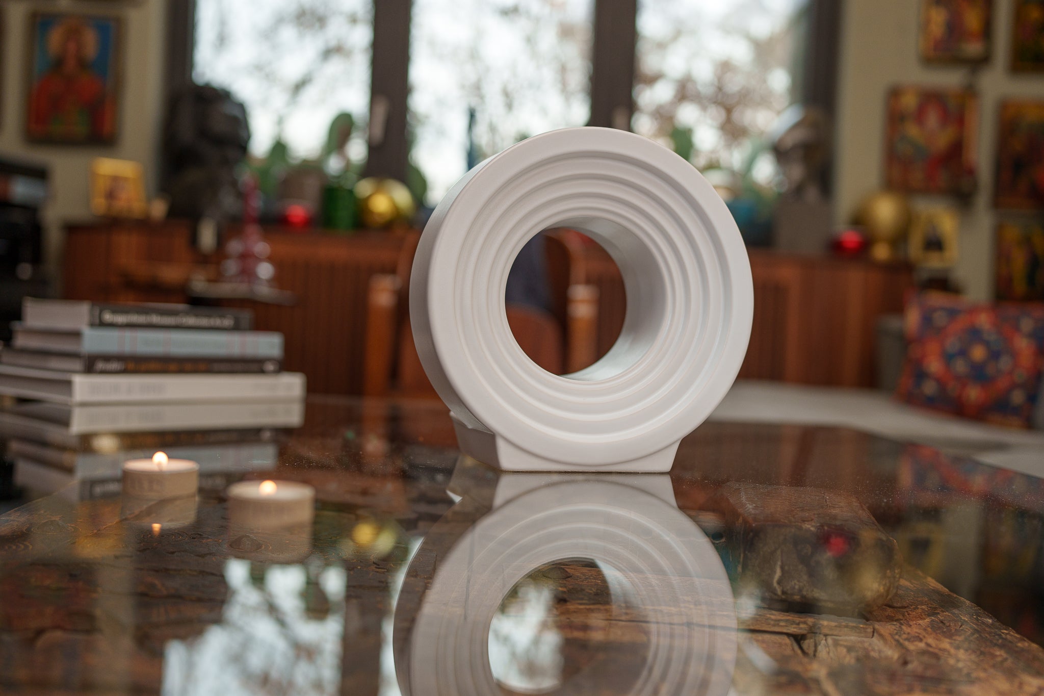 Pulvis Art Urns Adult Size Urn Cremation Urn "Solace" - Adult Memorial Urn | White Matte | Ceramic