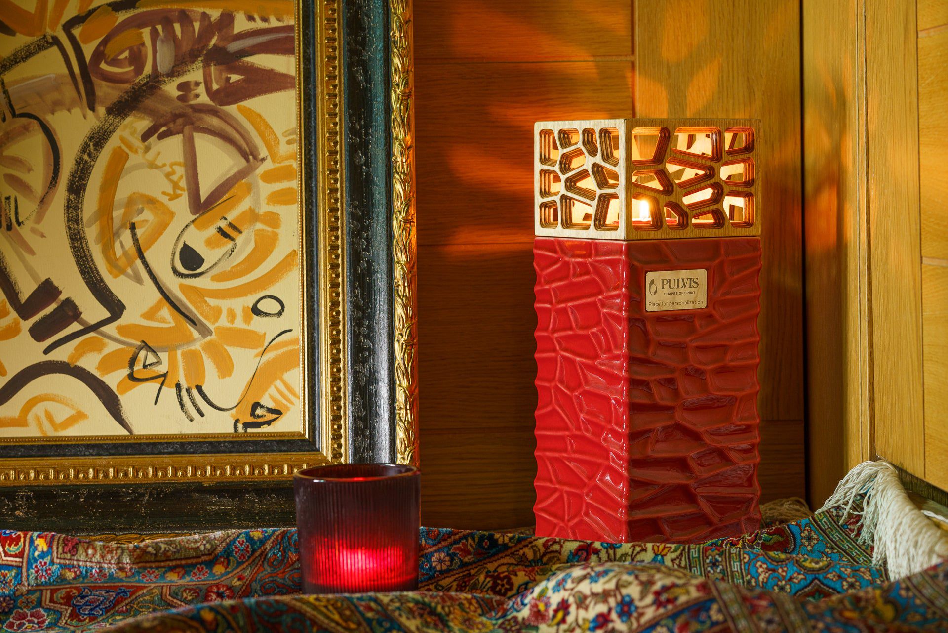 "Everlasting Flame" Cremation Urn for Ashes - Red | Ceramic Urn - Pulvis Art Urns