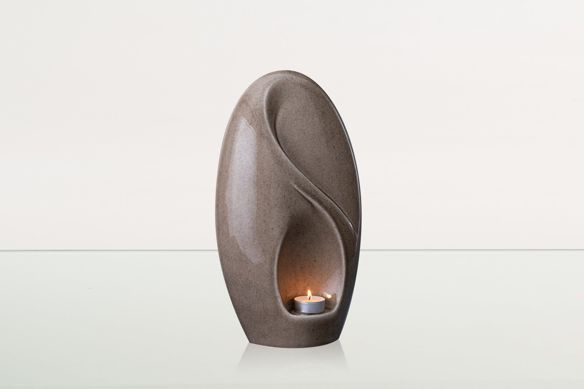 Eternity Handmade Cremation Urn for Ashes - Large | Beige Grey | Ceramic Urn - Pulvis Art Urns