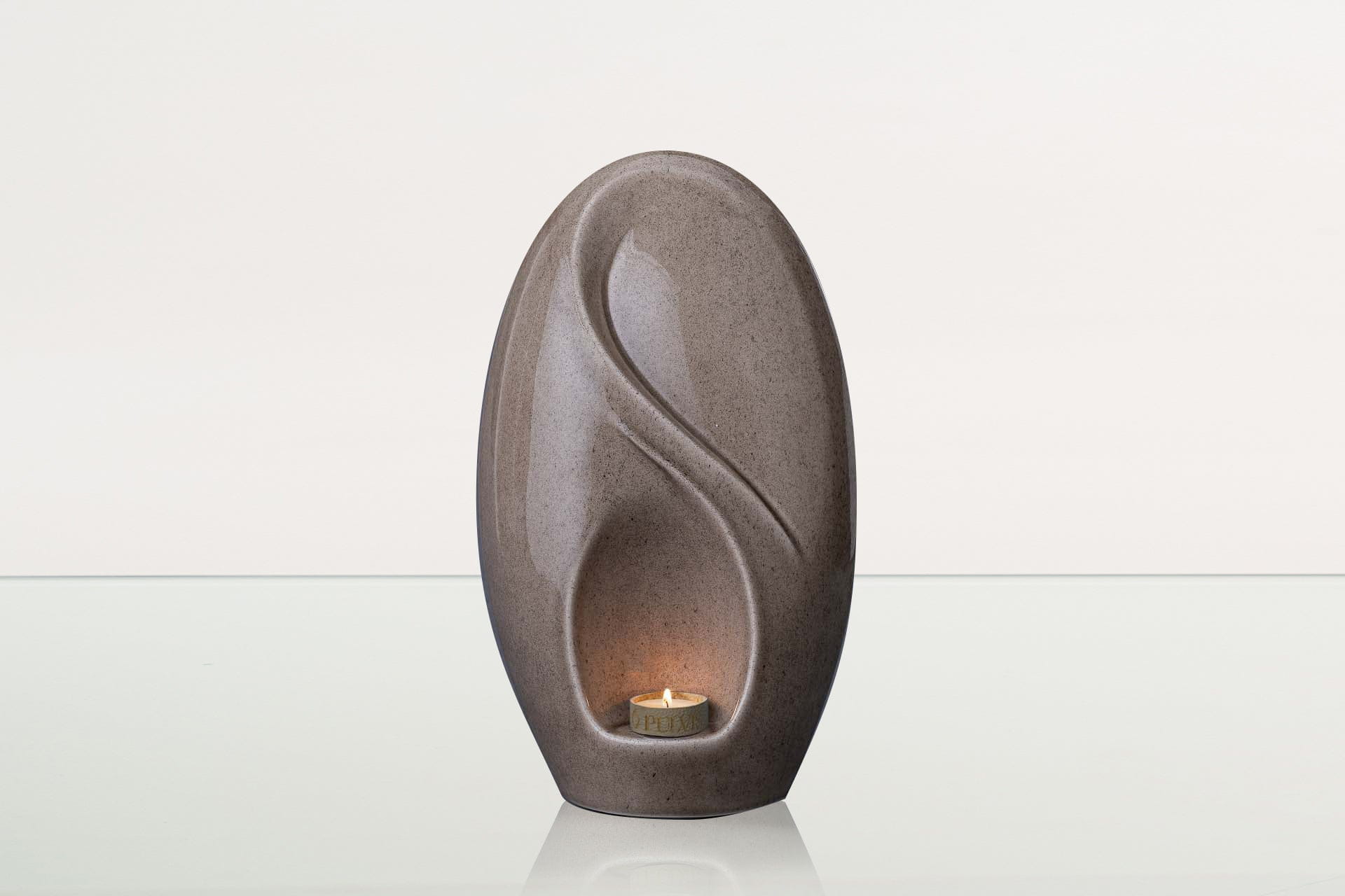 Eternity Handmade Cremation Urn for Ashes - Large | Beige Grey | Ceramic Urn - Pulvis Art Urns