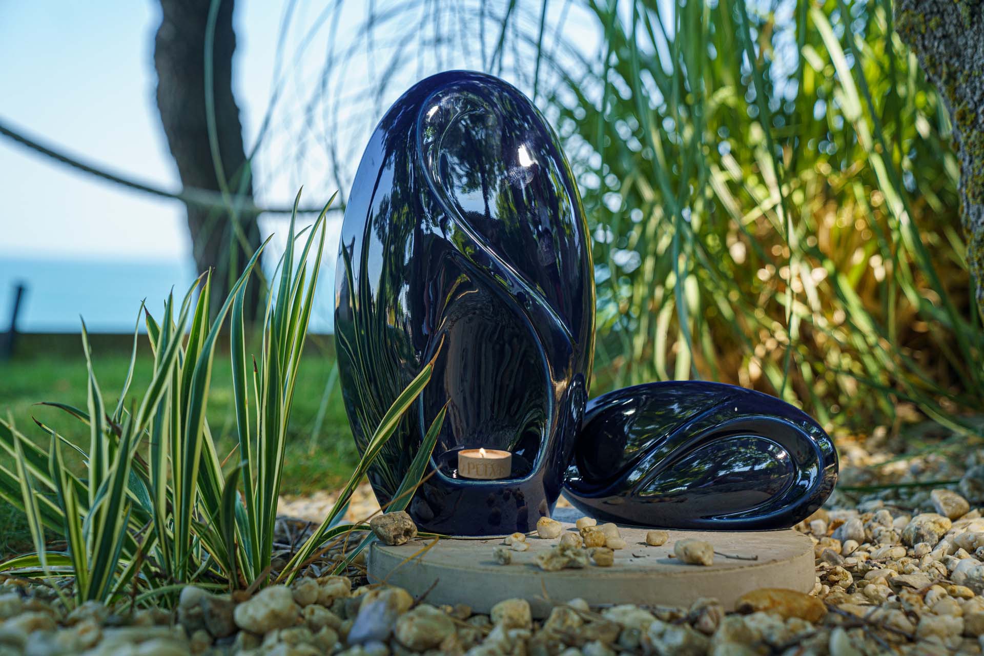 Eternity Handmade Cremation Urn for Ashes - Large Urn | Cobalt Metallic | Ceramic - Pulvis Art Urns