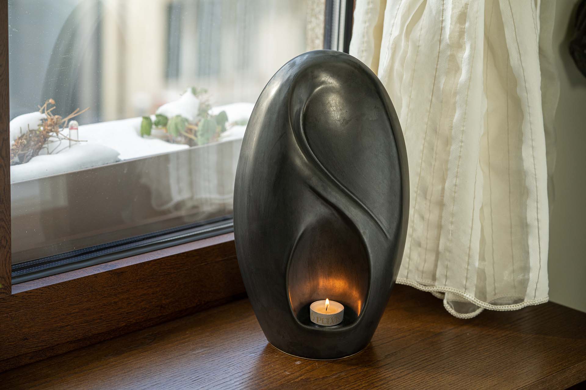 Eternity Handmade Cremation Urn for Ashes - Large | Dark Matte | Ceramic Urn - Pulvis Art Urns