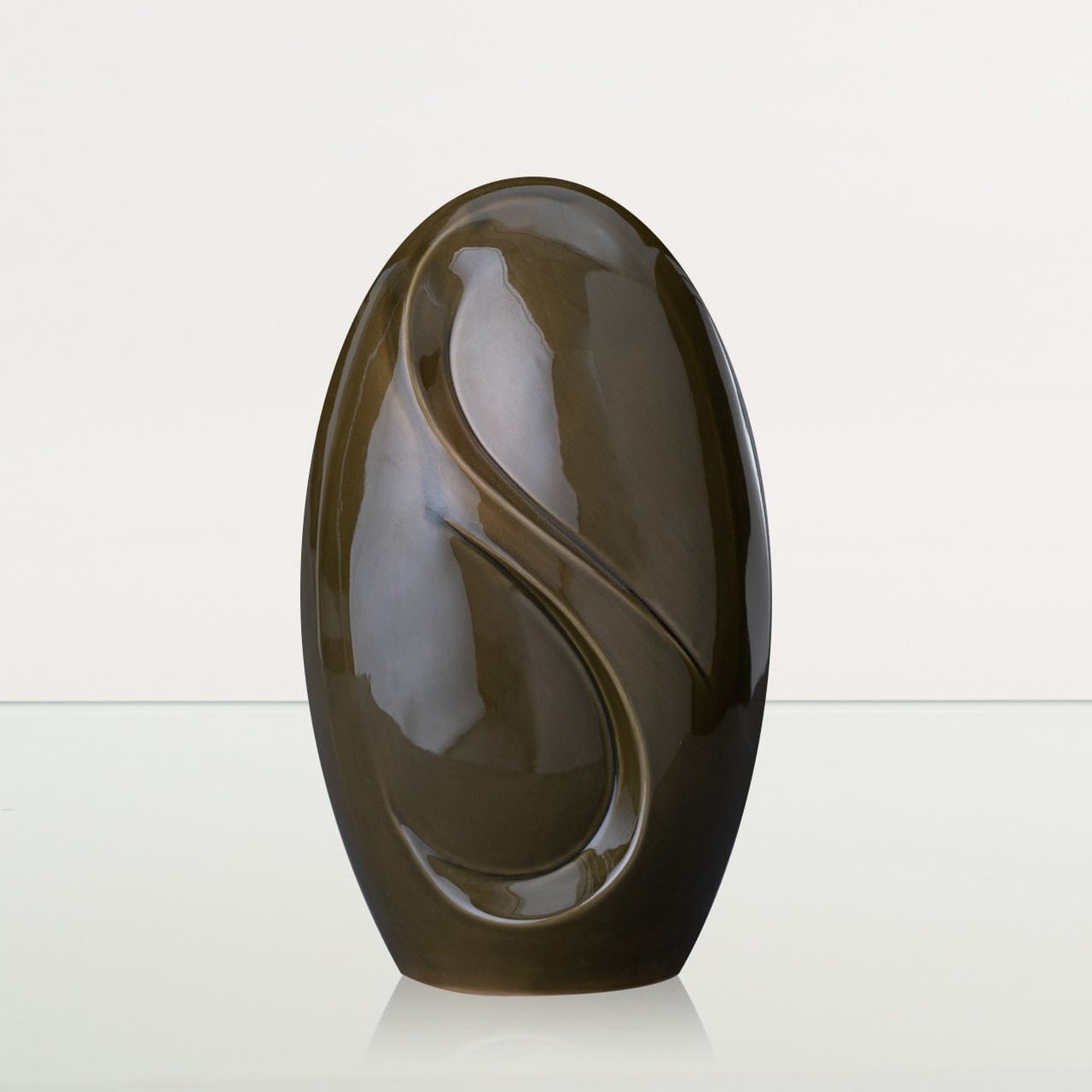 Eternity Handmade Cremation Urn for Ashes - Large | Oily Green | Ceramic Urn - Pulvis Art Urns