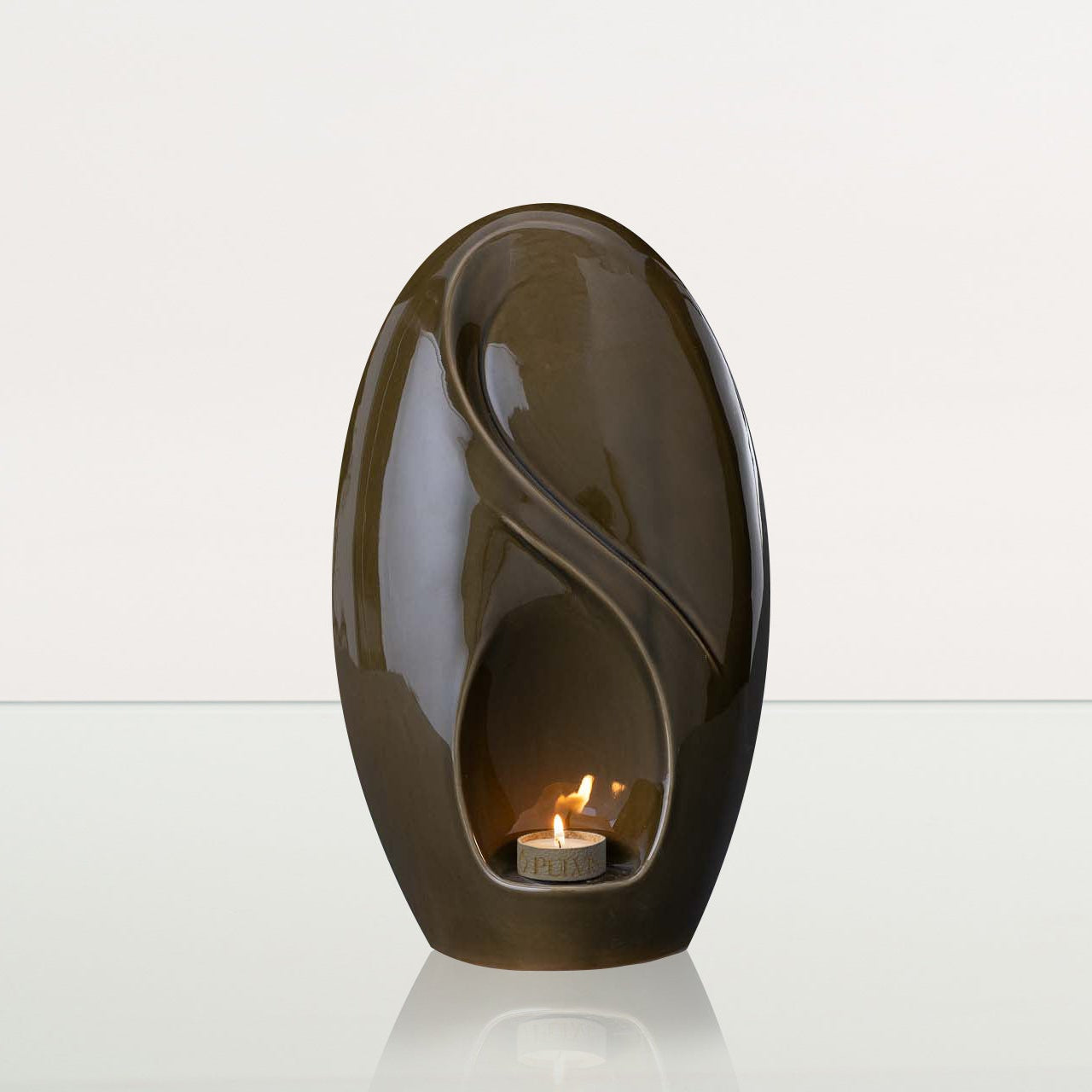 Eternity Handmade Cremation Urn for Ashes - Large | Oily Green | Ceramic Urn - Pulvis Art Urns