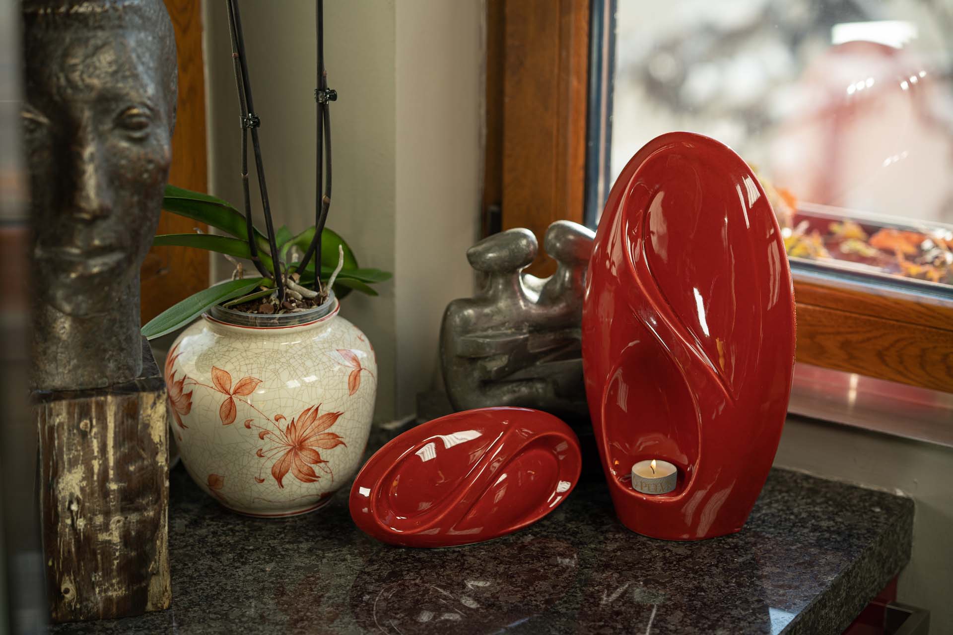 Eternity Handmade Cremation Urn for Ashes - Large | Red | Ceramic Urn - Pulvis Art Urns