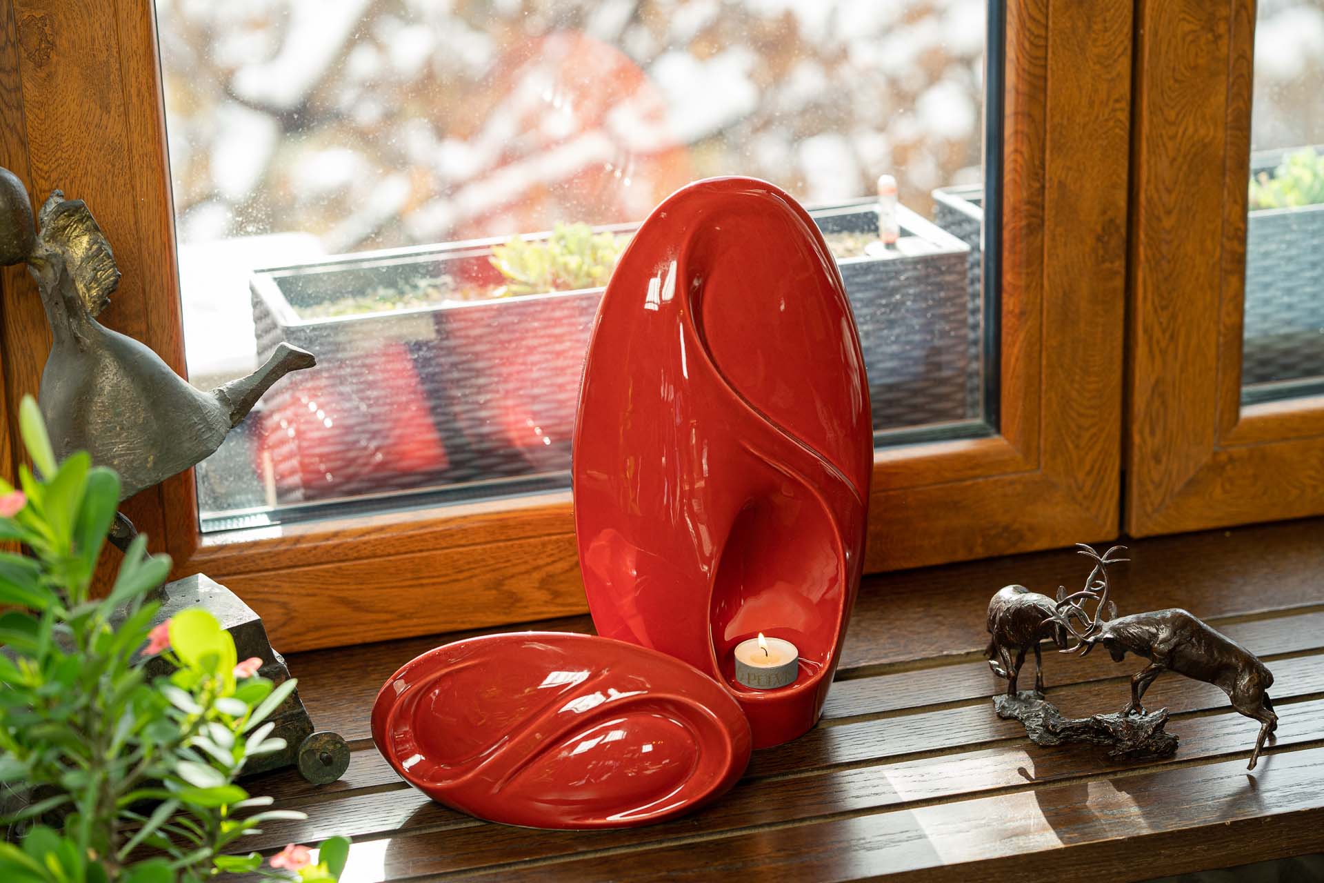 Eternity Handmade Cremation Urn for Ashes - Large | Red | Ceramic Urn - Pulvis Art Urns