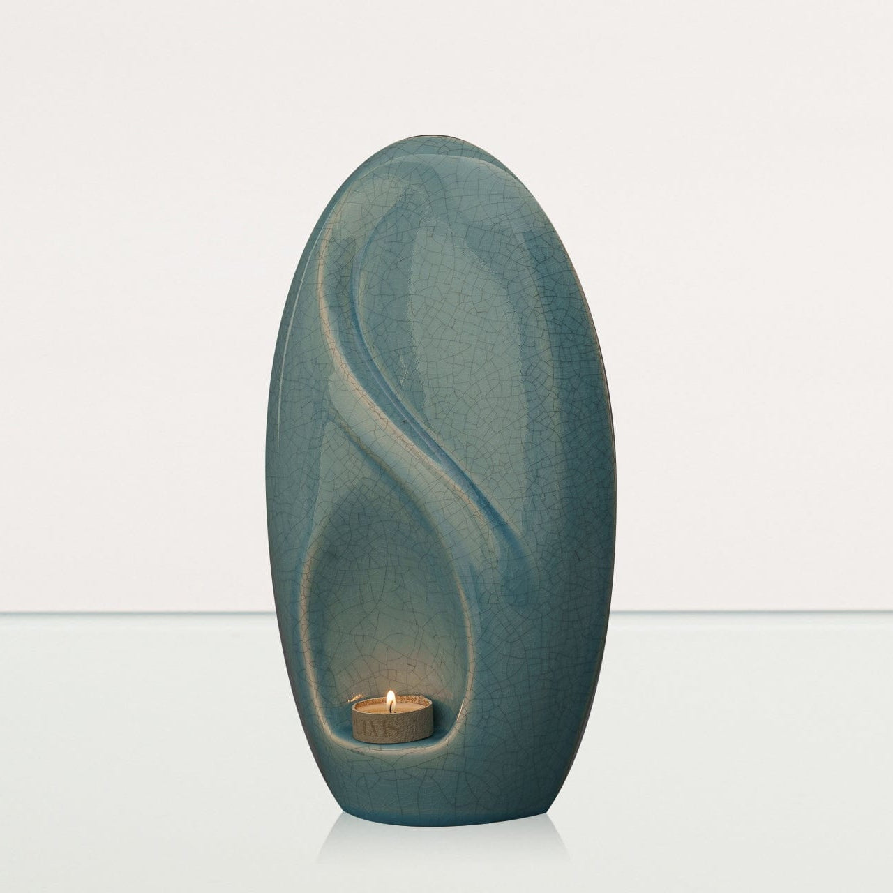 Eternity Handmade Cremation Urn for Ashes - Large Urn | Blue Craquelure - Pulvis Art Urns