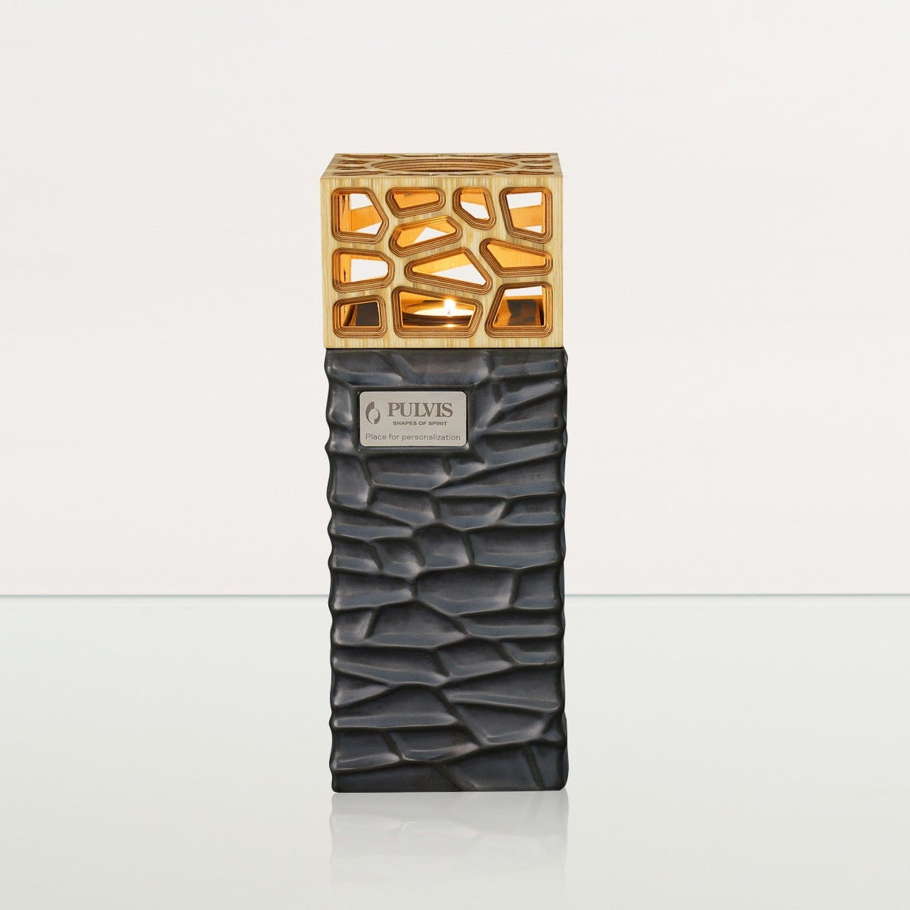 "Everlasting Flame" Cremation Urn for Ashes - Dark Matte | Ceramic Urn - Pulvis Art Urns