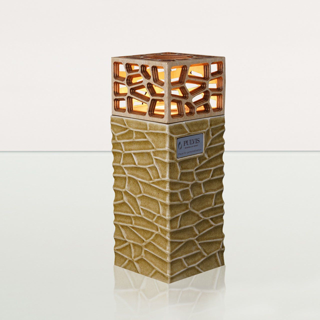 "Everlasting Flame" Cremation Urn for Ashes - Dark Sand | Ceramic Urn - Pulvis Art Urns