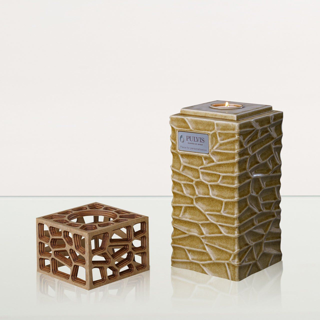 "Everlasting Flame" Cremation Urn for Ashes - Dark Sand | Ceramic Urn - Pulvis Art Urns