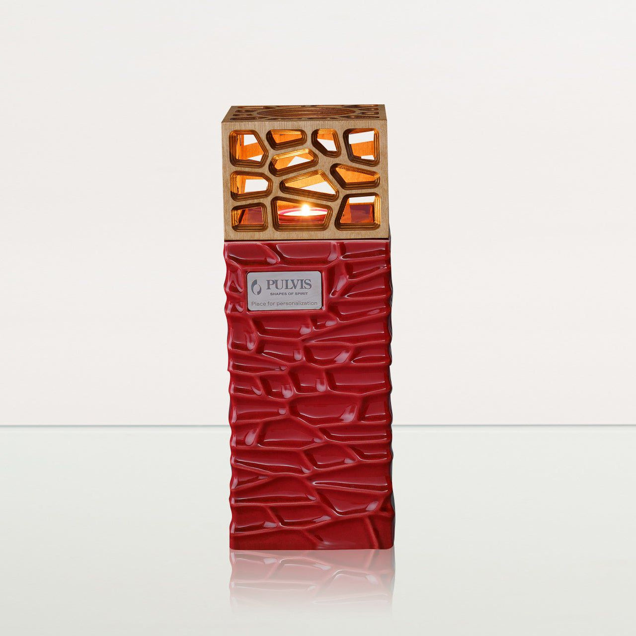 "Everlasting Flame" Cremation Urn for Ashes - Red | Ceramic Urn - Pulvis Art Urns