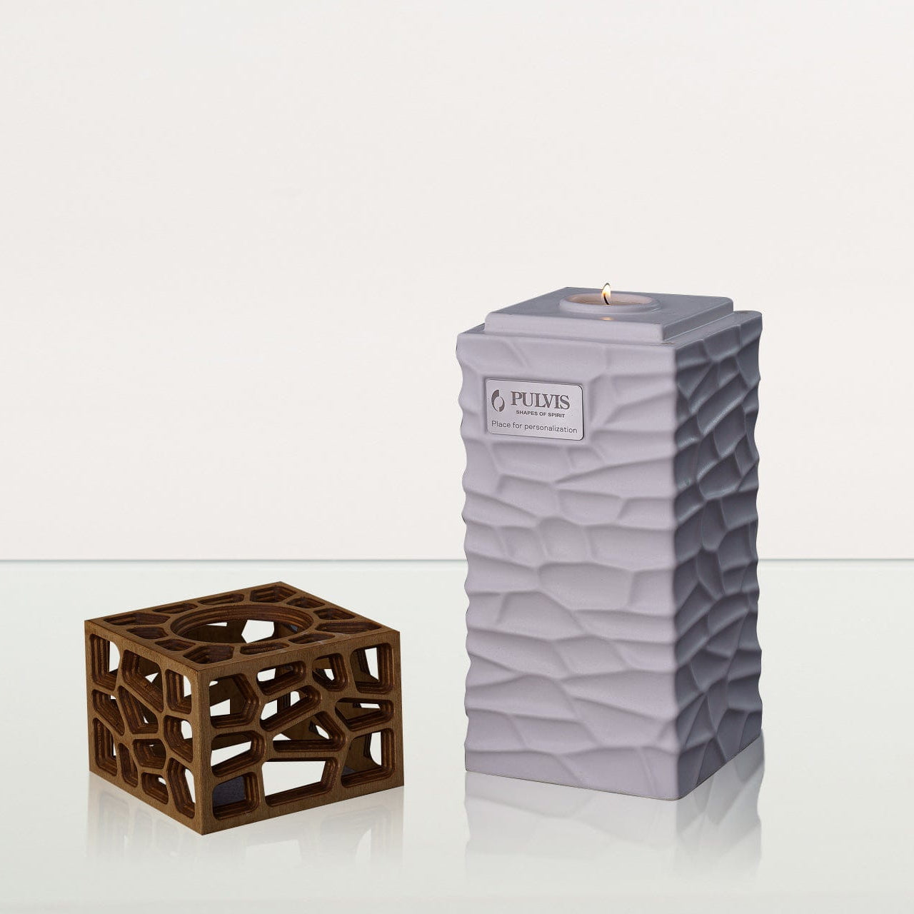 "Everlasting Flame" Cremation Urn for Ashes - White Matte | Ceramic Urn - Pulvis Art Urns