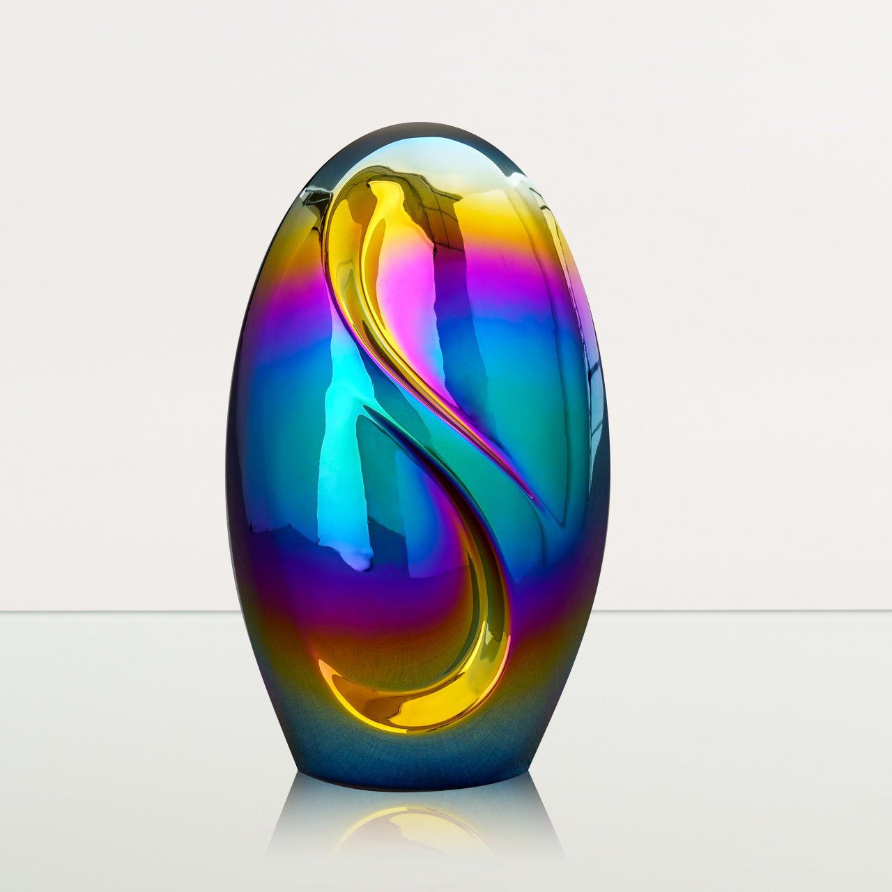 Exclusive Cremation Urn for Ashes "Eternity" - Large | Rainbow Chrome Urn - Pulvis Art Urns