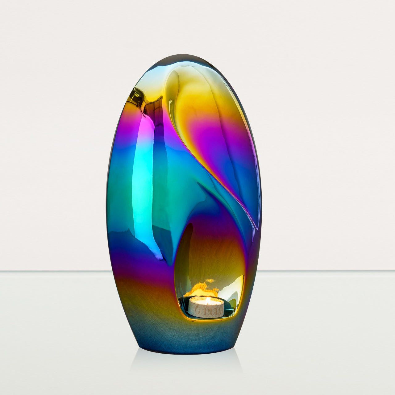 Exclusive Cremation Urn for Ashes "Eternity" - Large | Rainbow Chrome Urn - Pulvis Art Urns