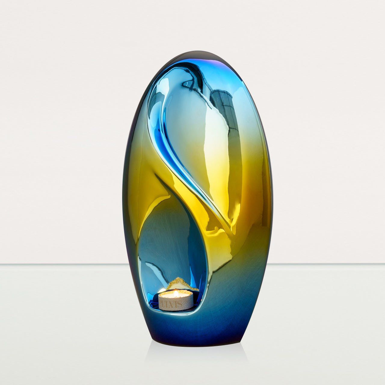 Exclusive Cremation Urn for Ashes "Eternity" - Large | Shiny Yellow Urn - Pulvis Art Urns