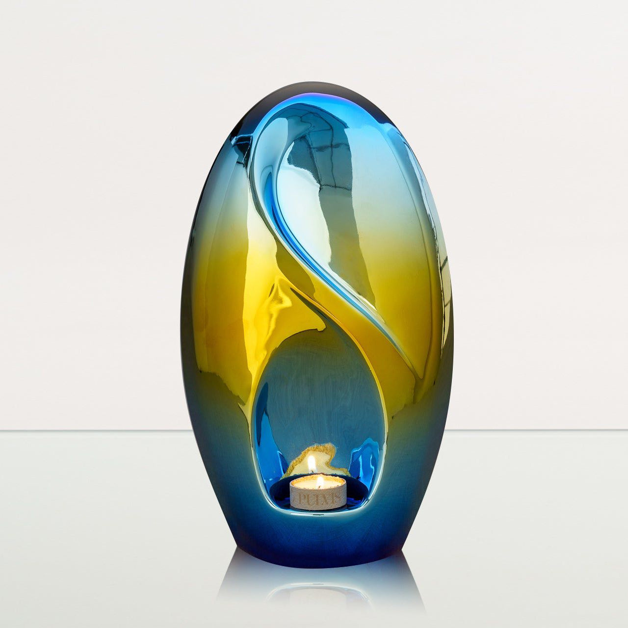 Exclusive Cremation Urn for Ashes "Eternity" - Large | Shiny Yellow Urn - Pulvis Art Urns