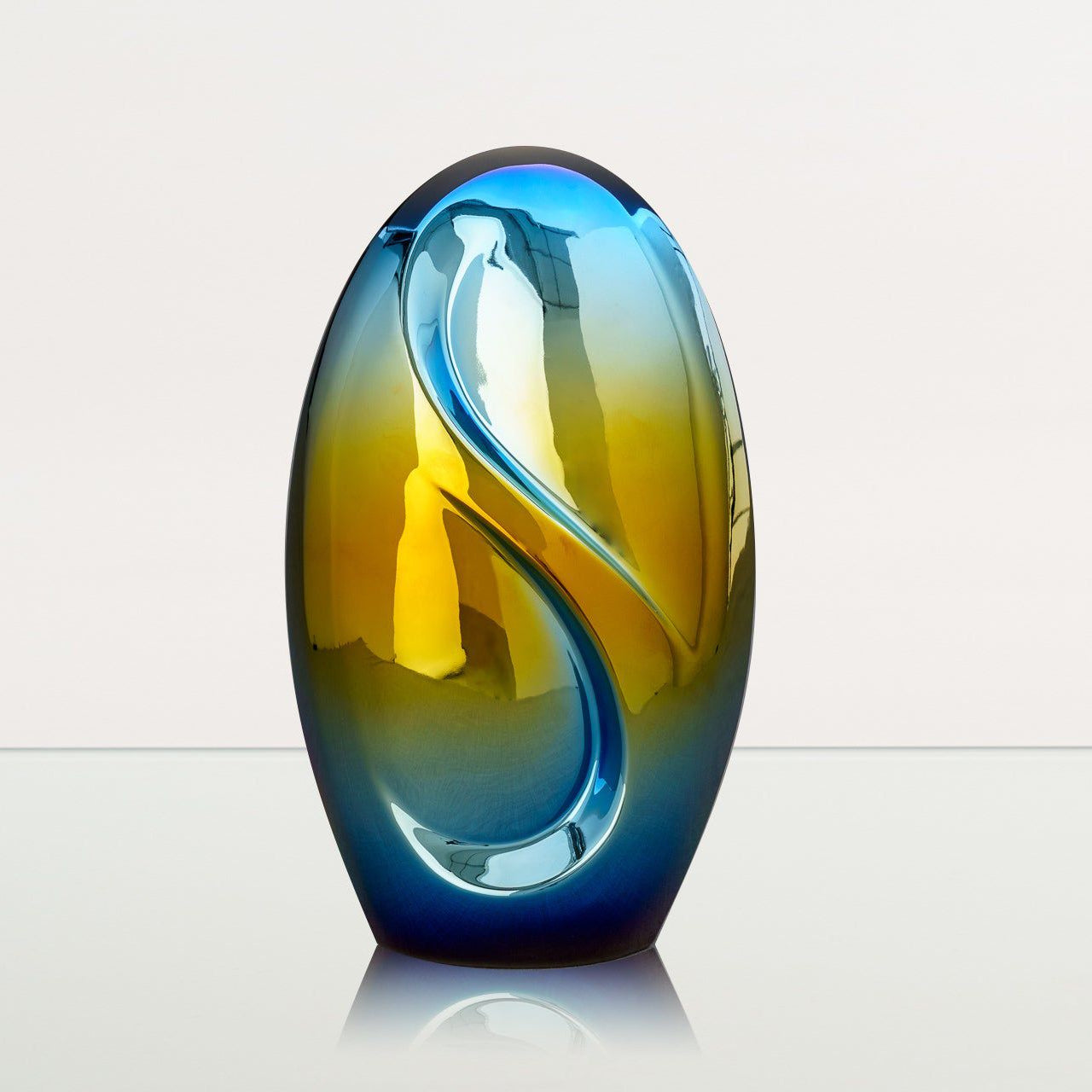 Exclusive Cremation Urn for Ashes "Eternity" - Large | Shiny Yellow Urn - Pulvis Art Urns