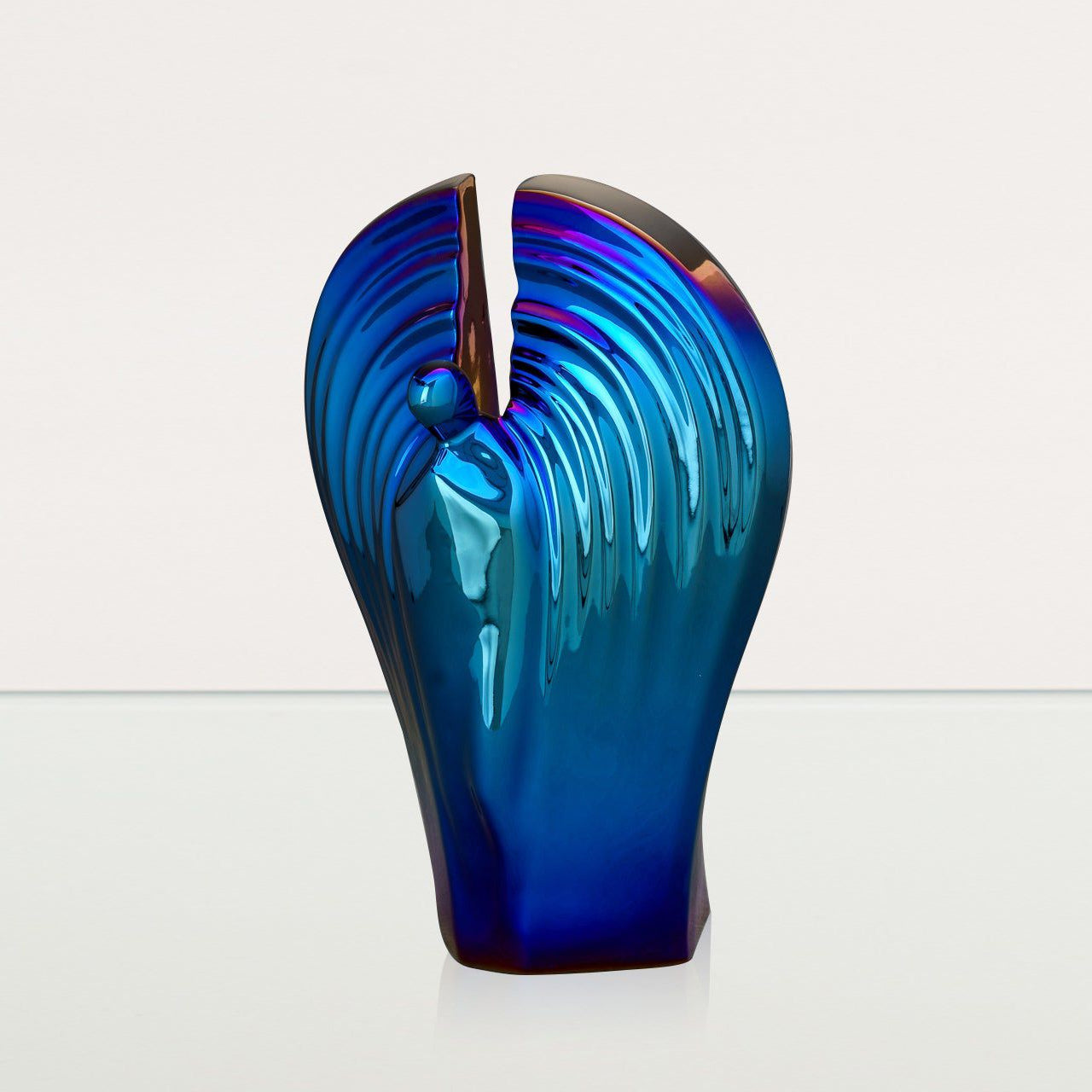 Exclusive Cremation Urn for Ashes "Guardian" - Large | Glossy Blue Urn - Pulvis Art Urns