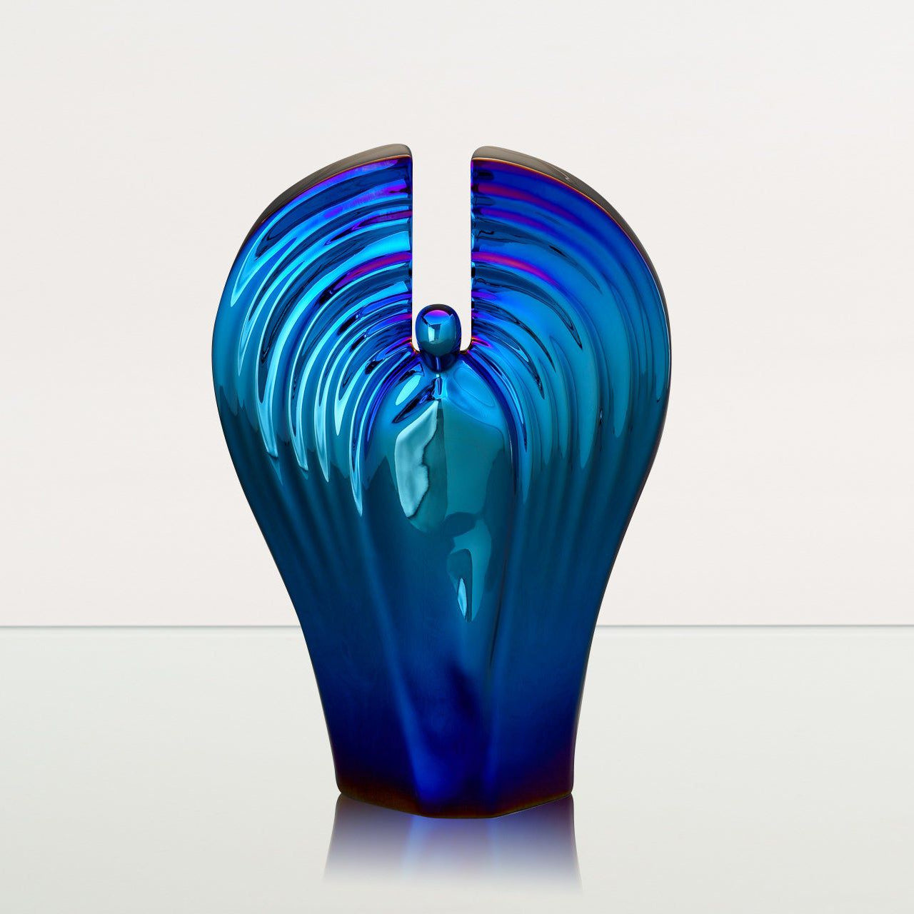 Exclusive Cremation Urn for Ashes "Guardian" - Large | Glossy Blue Urn - Pulvis Art Urns