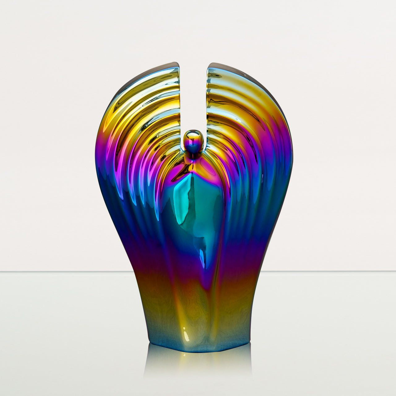 Exclusive Cremation Urn for Ashes "Guardian" - Large | Rainbow Chrome Urn - Pulvis Art Urns