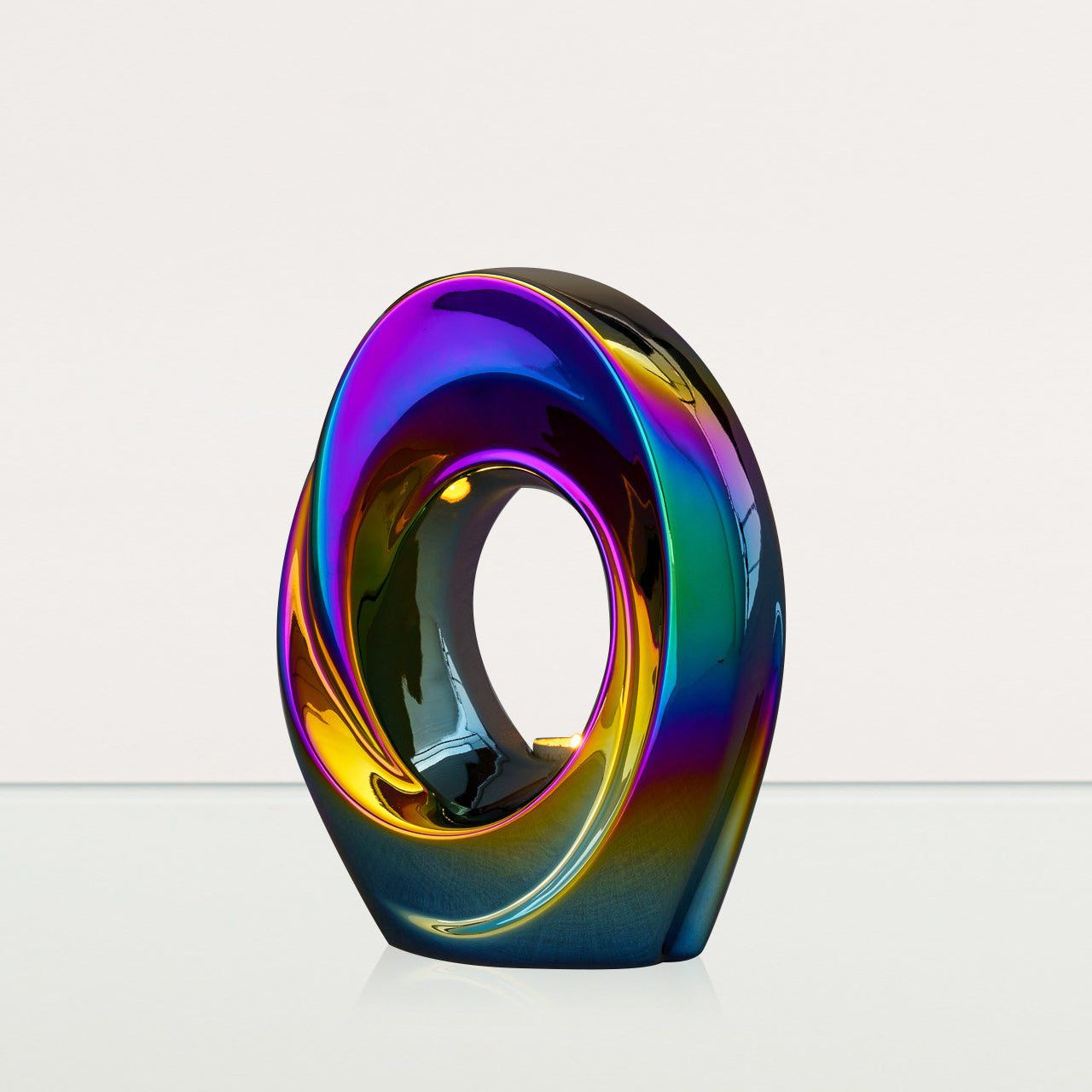 Exclusive Cremation Urn for Ashes "The Passage" - Large | Rainbow Chrome Urn - Pulvis Art Urns