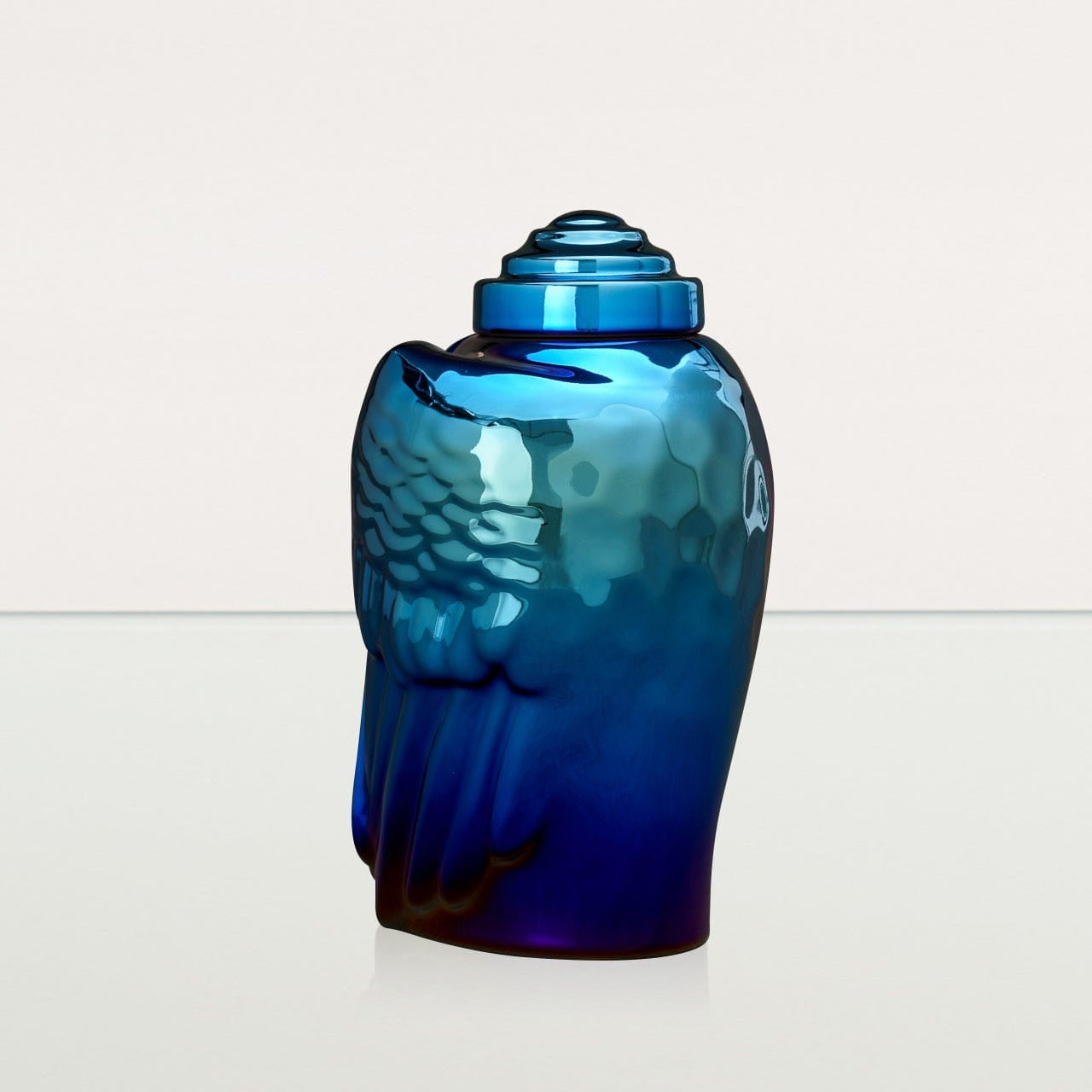 Exclusive Cremation Urn for Ashes "Wings" - Large | Glossy Blue Urn - Pulvis Art Urns