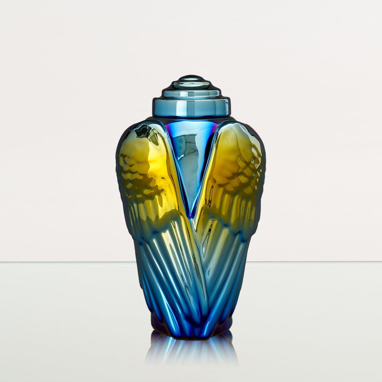 Exclusive Cremation Urn for Ashes "Wings" - Large | Shiny Yellow Urn - Pulvis Art Urns