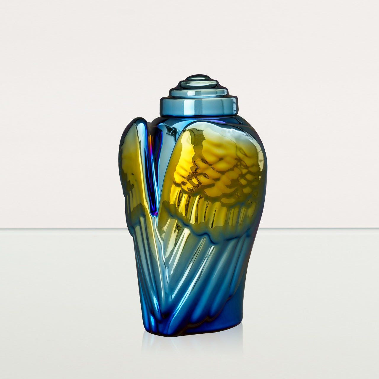 Exclusive Cremation Urn for Ashes "Wings" - Large | Shiny Yellow Urn - Pulvis Art Urns