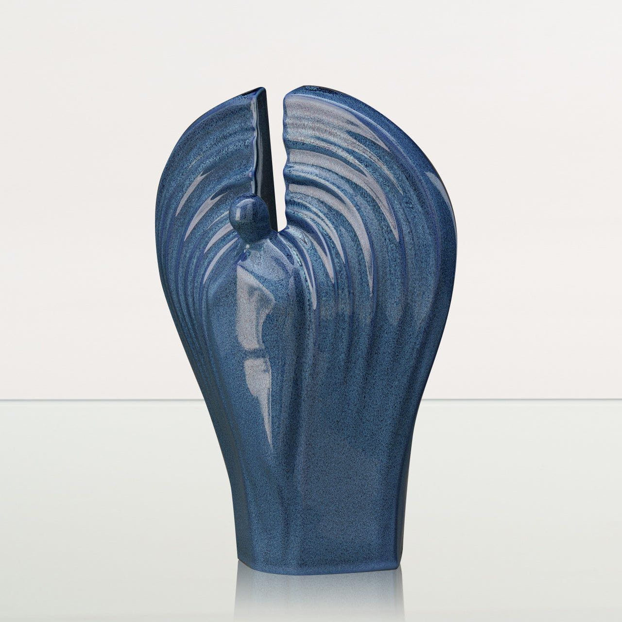 Guardian Handmade Cremation Urn for Ashes - Large | Blue Melange | Ceramic Urn - Pulvis Art Urns