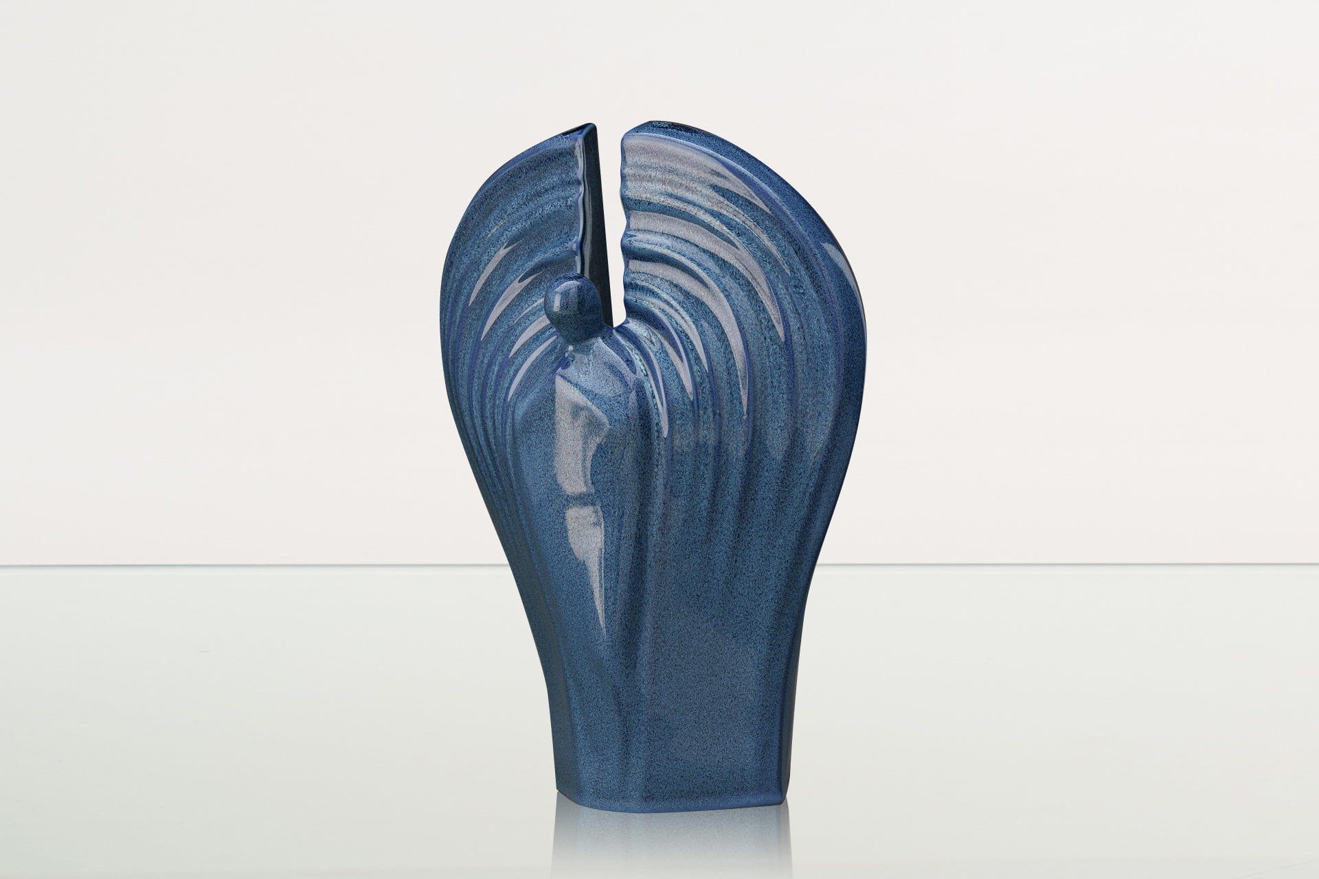 Guardian Handmade Cremation Urn for Ashes - Large | Blue Melange | Ceramic Urn - Pulvis Art Urns