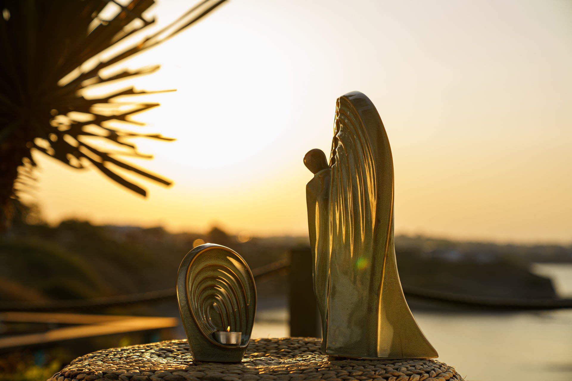 Handmade Cremation Keepsake Urn "Guardian" - Small Urn | Beige Grey | Ceramic - Pulvis Art Urns