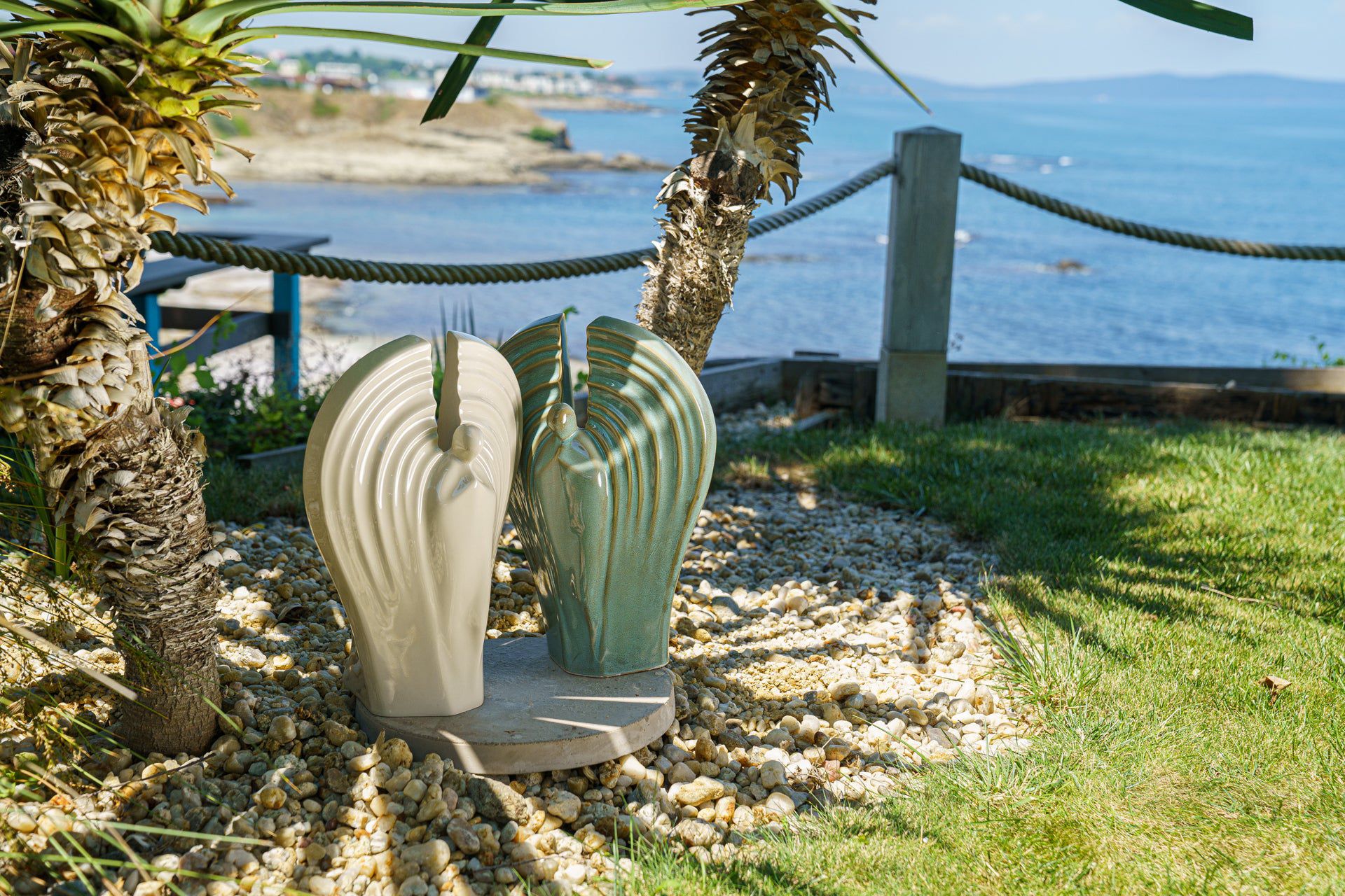 Guardian Handmade Cremation Urn for Ashes - Large | Light Sand Melange | Ceramic Urn - Pulvis Art Urns