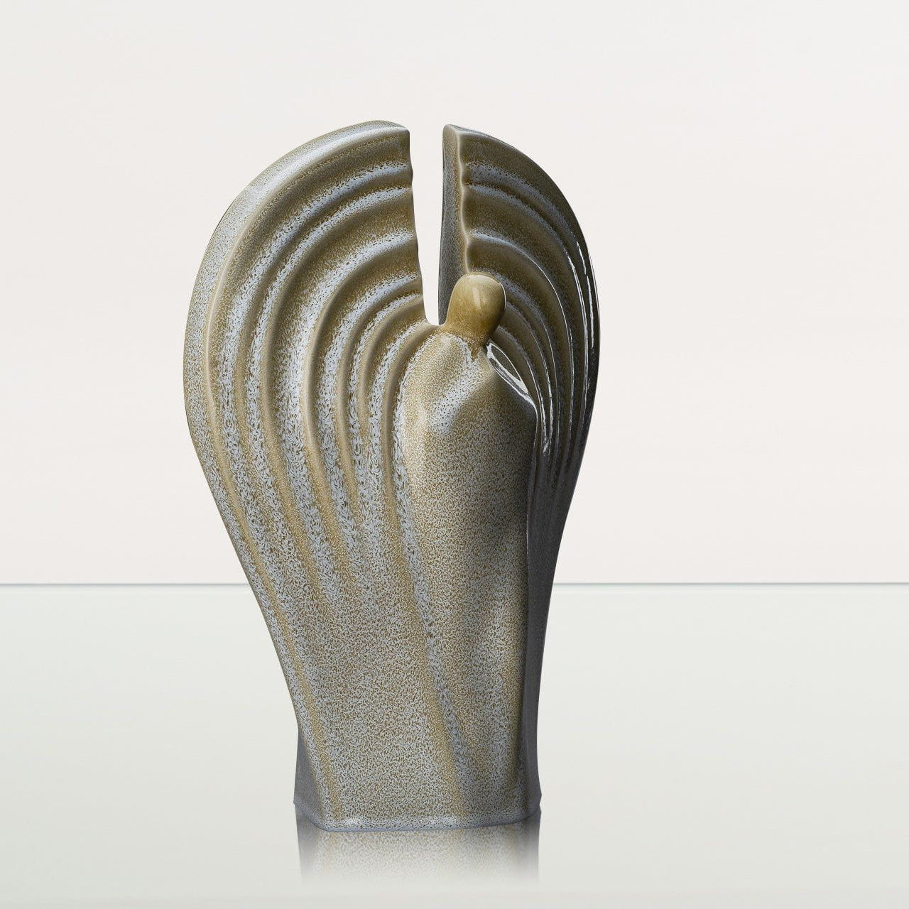 Guardian Handmade Cremation Urn for Ashes - Large | Light Sand Melange | Ceramic Urn - Pulvis Art Urns